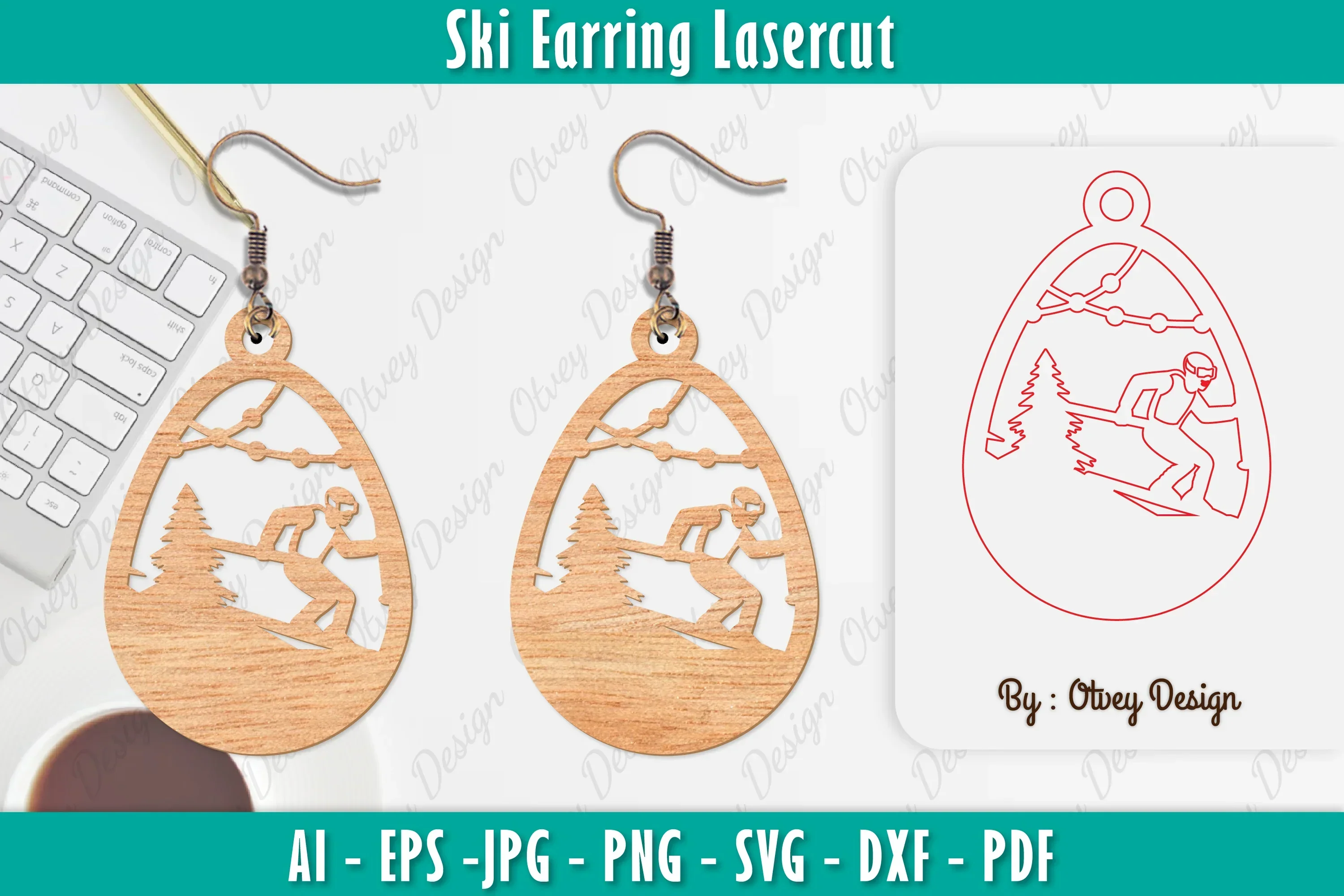 Ski Earring Laser Cut SVG Bundle