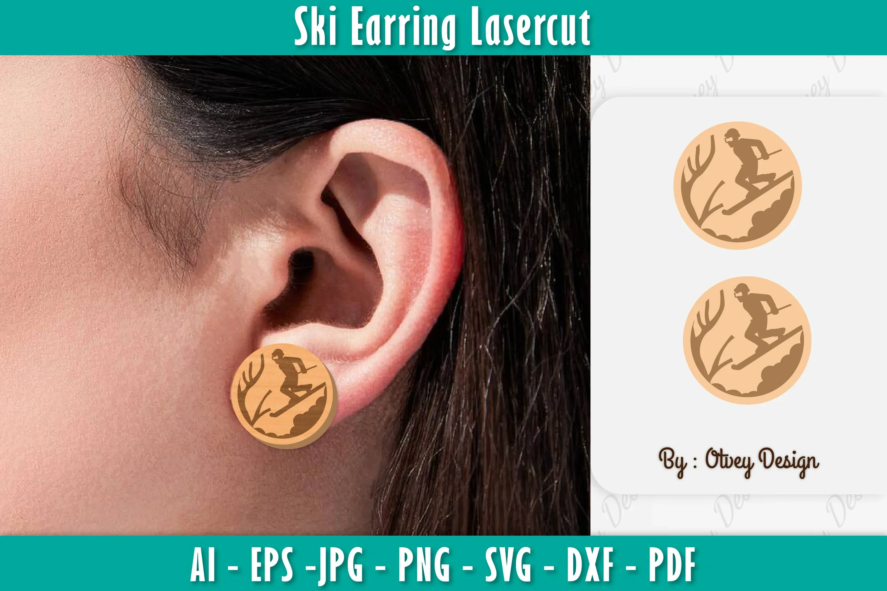 Ski Earring Lassercut SVG Bundle