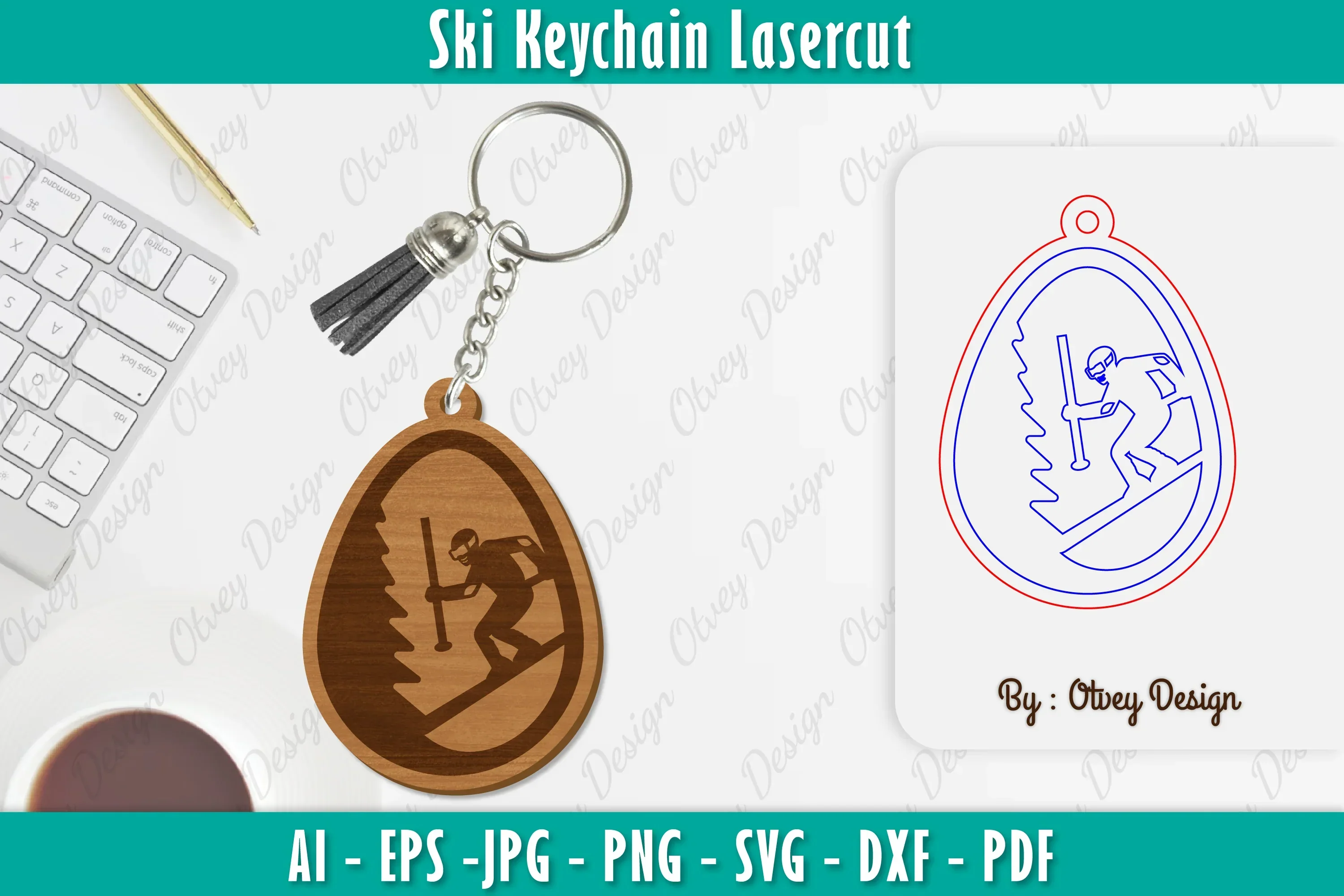 Ski Keychain Lasercut SVG Bundle