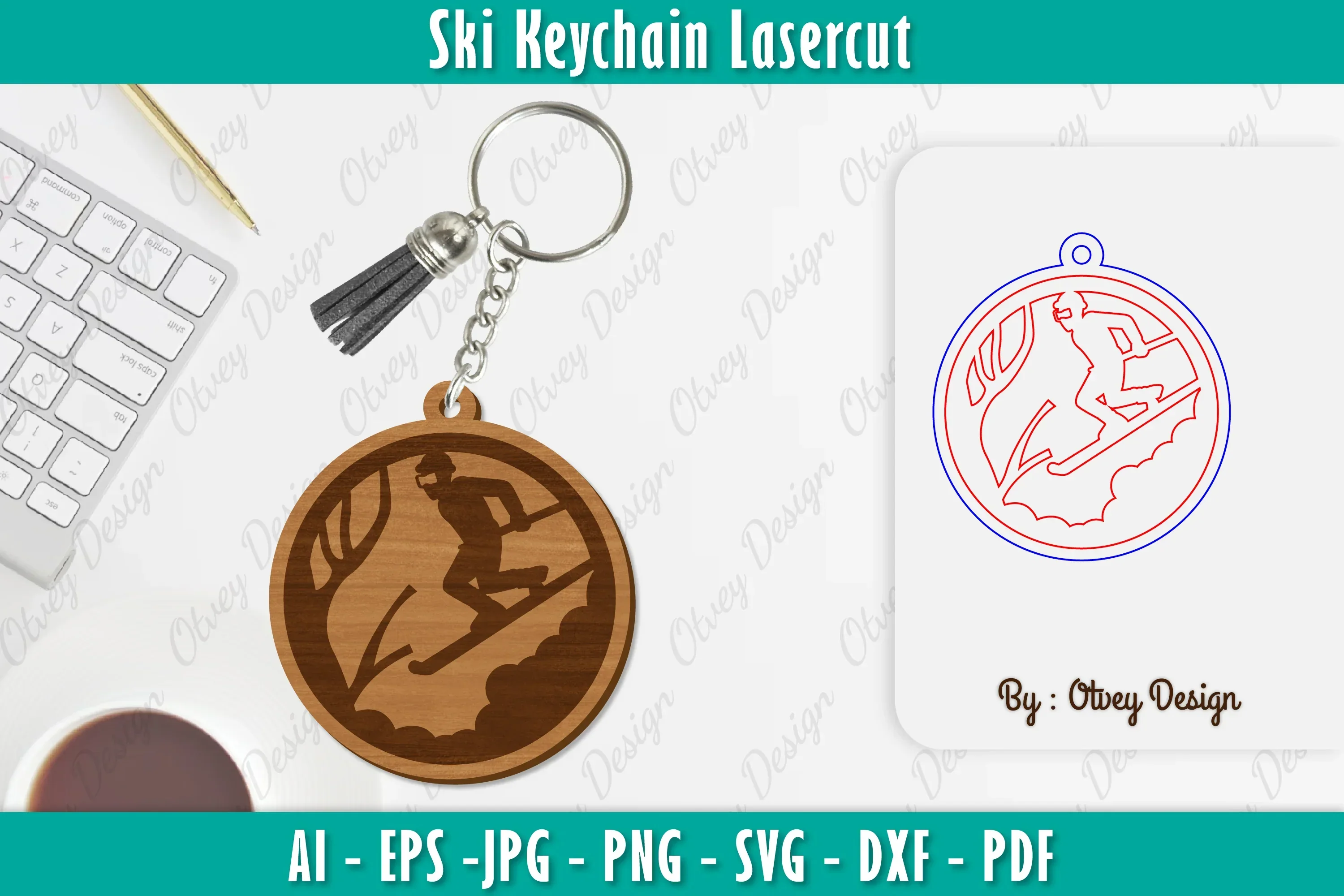 Ski Keychain Lasercut SVG Bundle