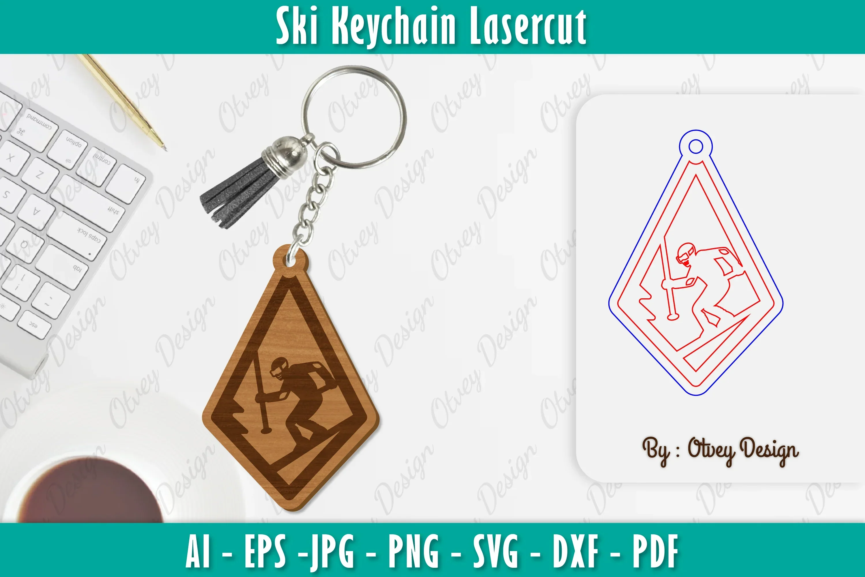 Ski Keychain Lasercut SVG Bundle