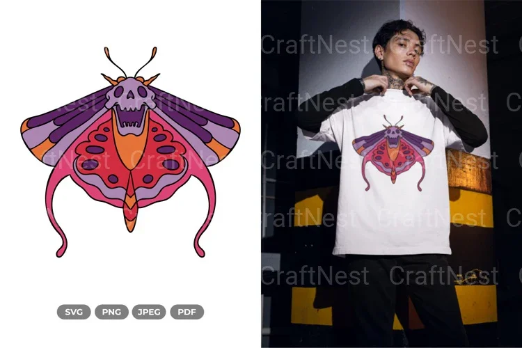 Skull Moth Colorful Beauty Clipart Bundle