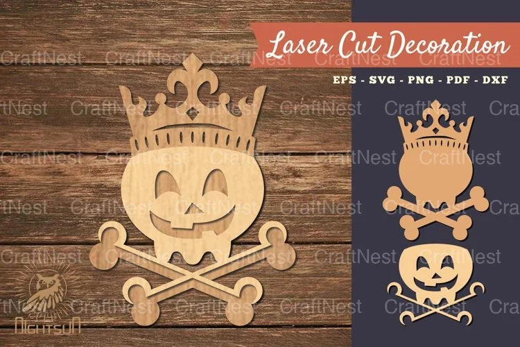 Skull with Crown Lasercut Decoration Clipart Bundle