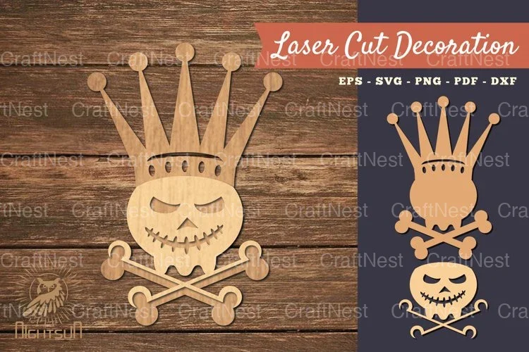 Skull with Crown Lasercut Decoration Clipart Bundle