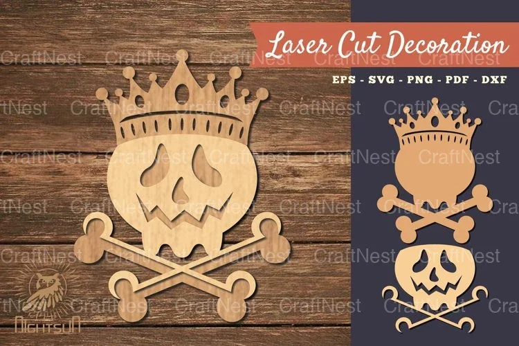 Skull with Crown Lasercut Decoration Clipart Bundle