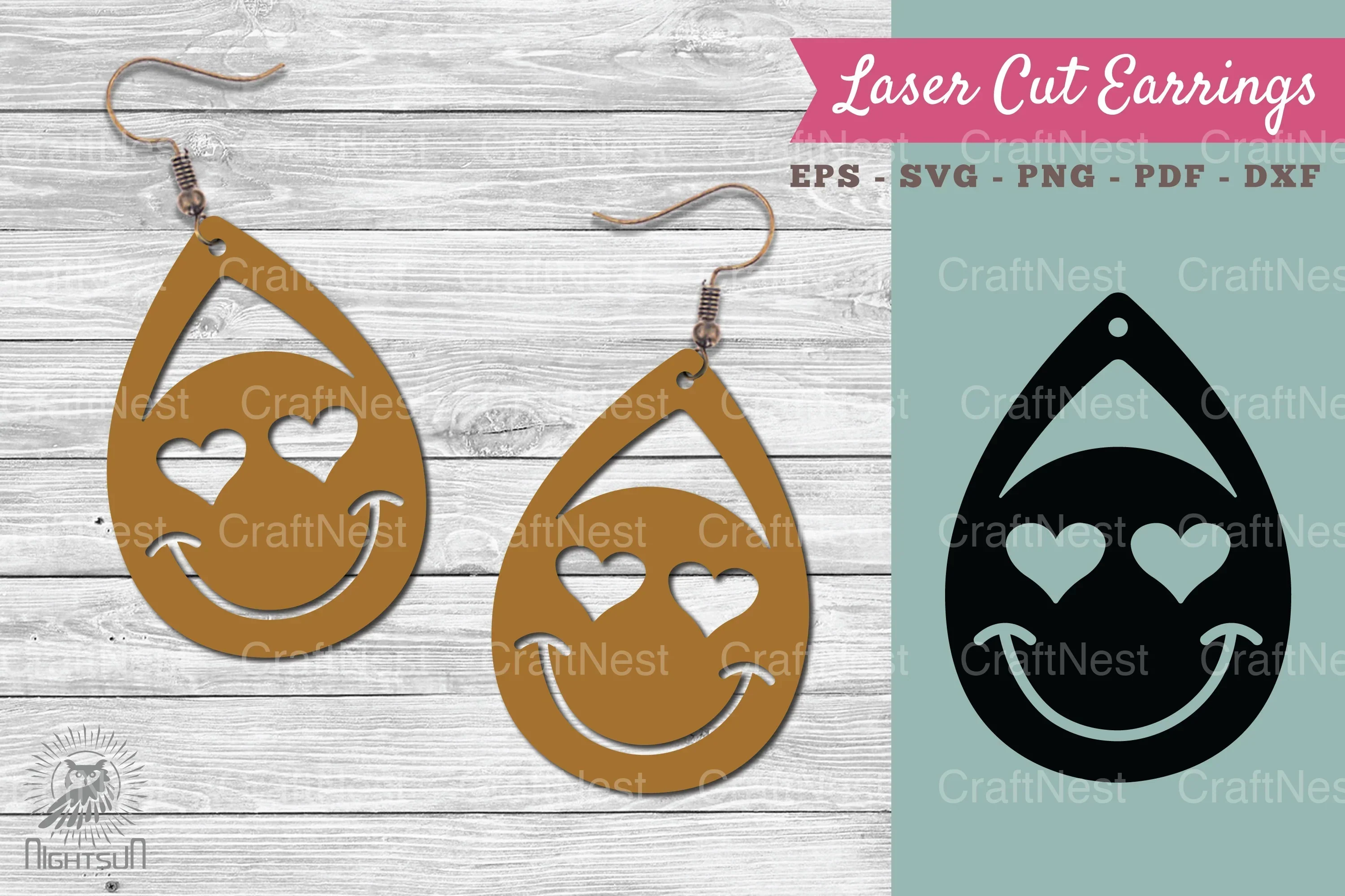 Smile Face Laser Cut Earrings Clipart Bundle