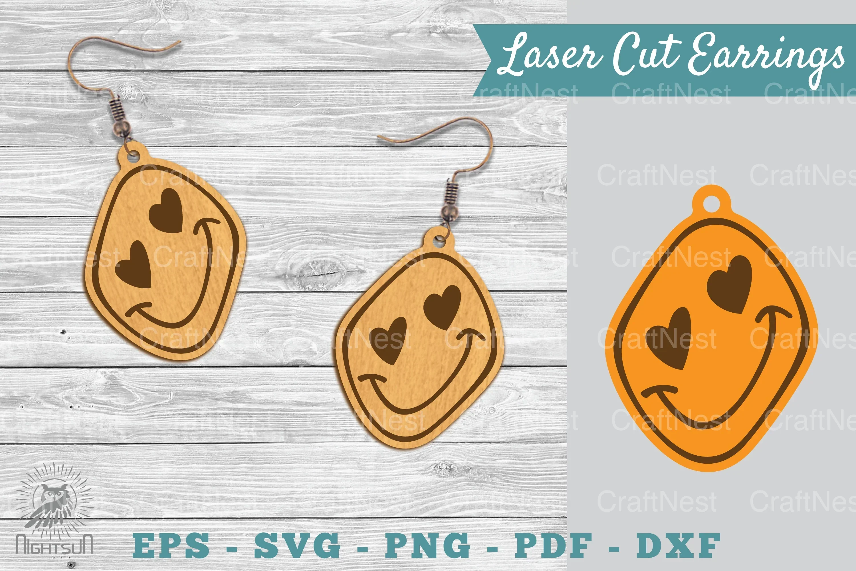 Smile Face Laser Cut Earrings SVG Bundle