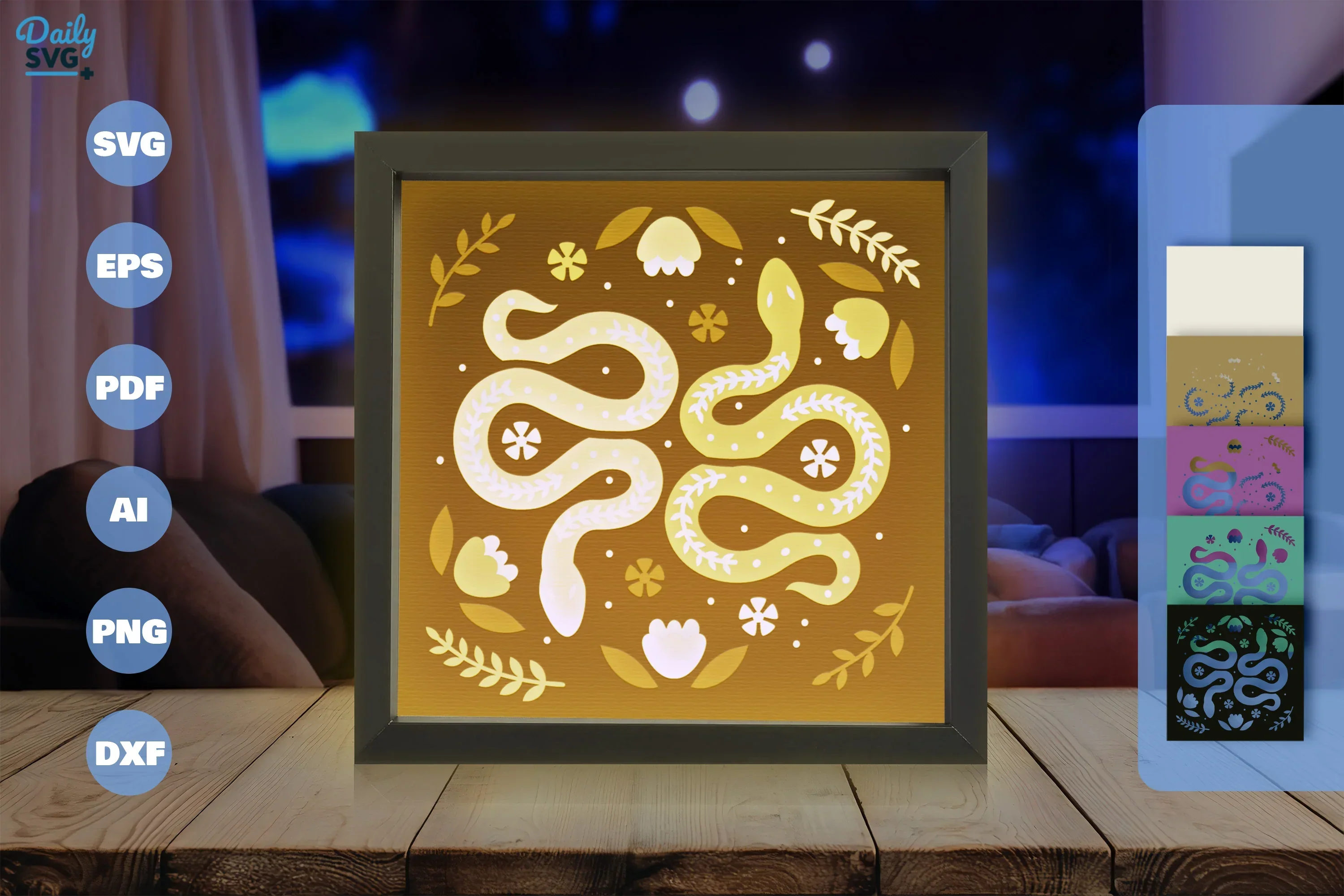 Snake Folk Art Papercut SVG Bundle - Image 3