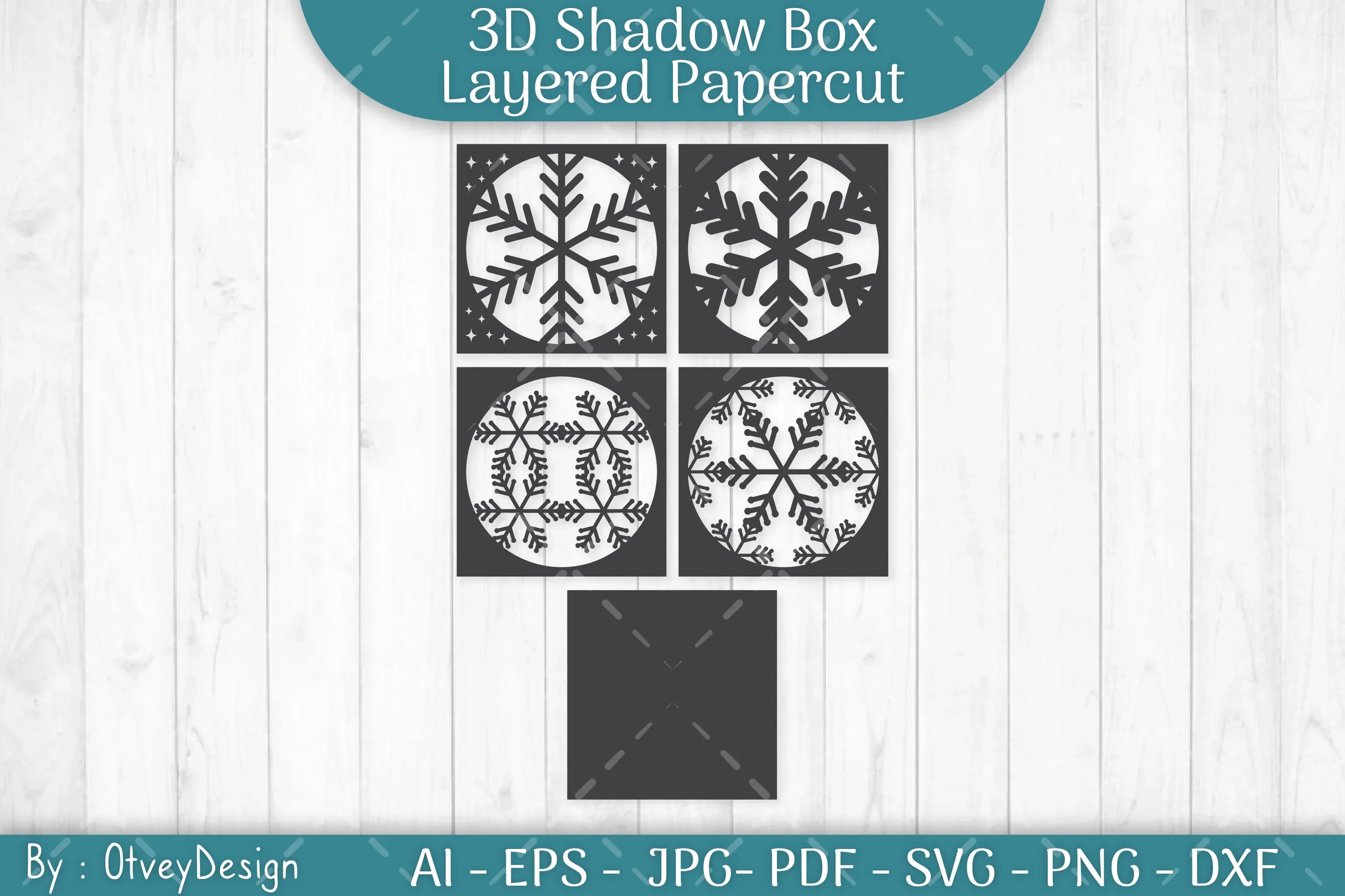Snowflake 3D Shadow Box Layered Papercut SVG Bundle - Image 2