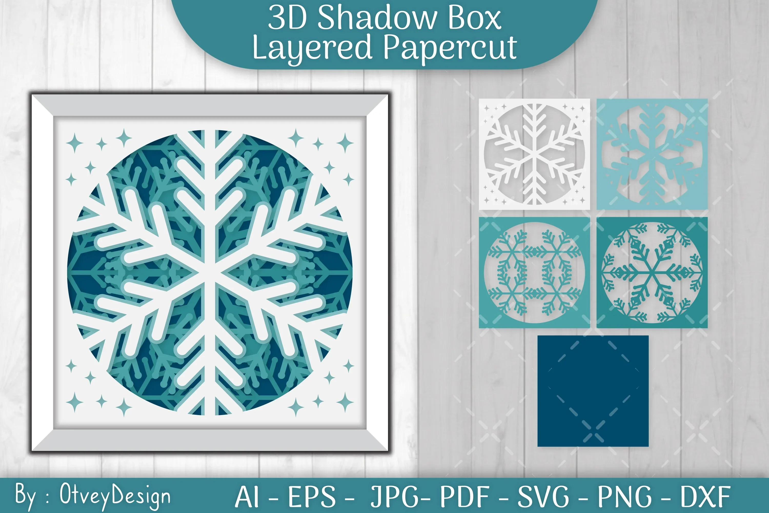 Snowflake 3D Shadow Box Layered Papercut SVG Bundle - Image 3