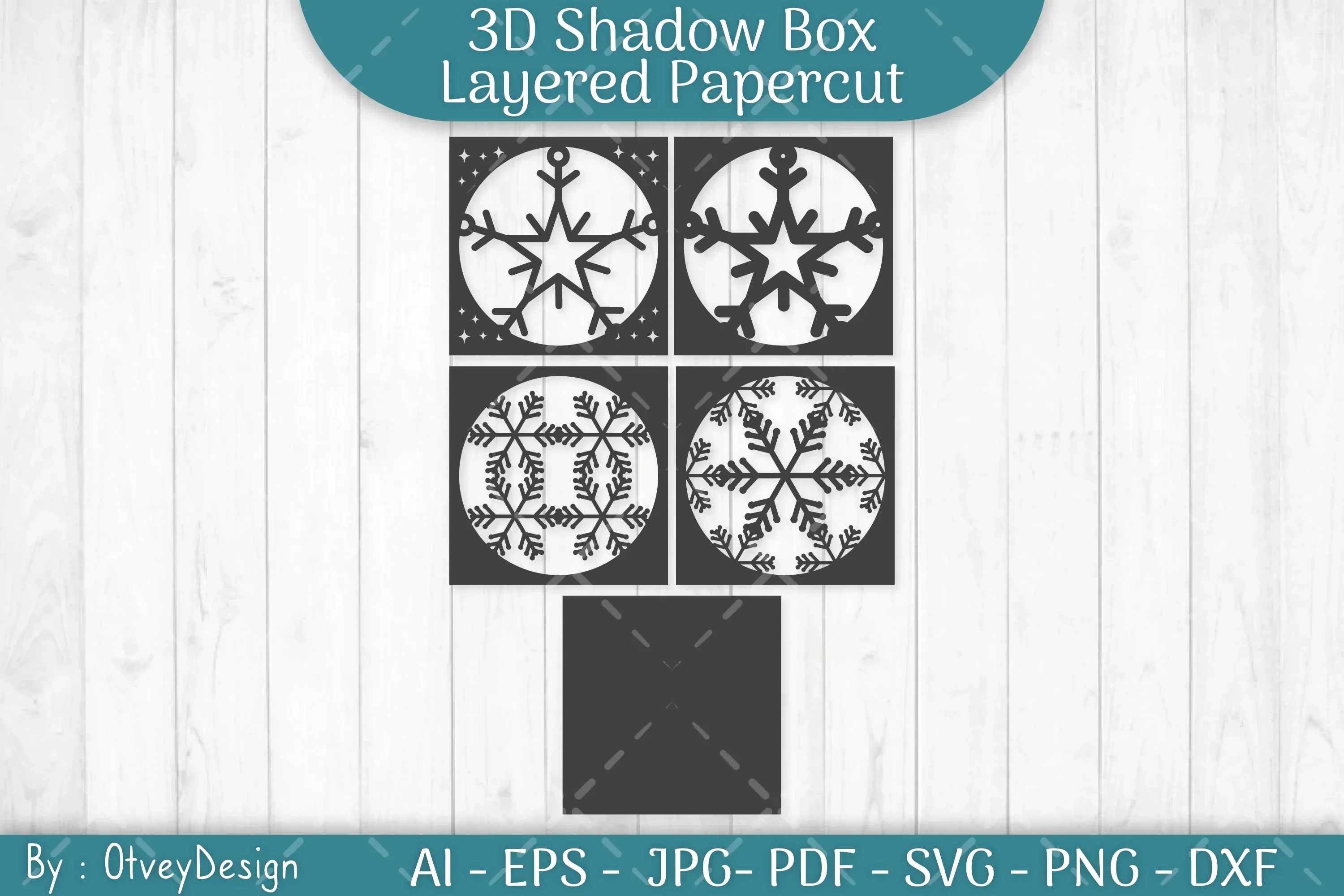 Snowflake 3D Shadow Box Layered Papercut SVG Bundle - Image 3
