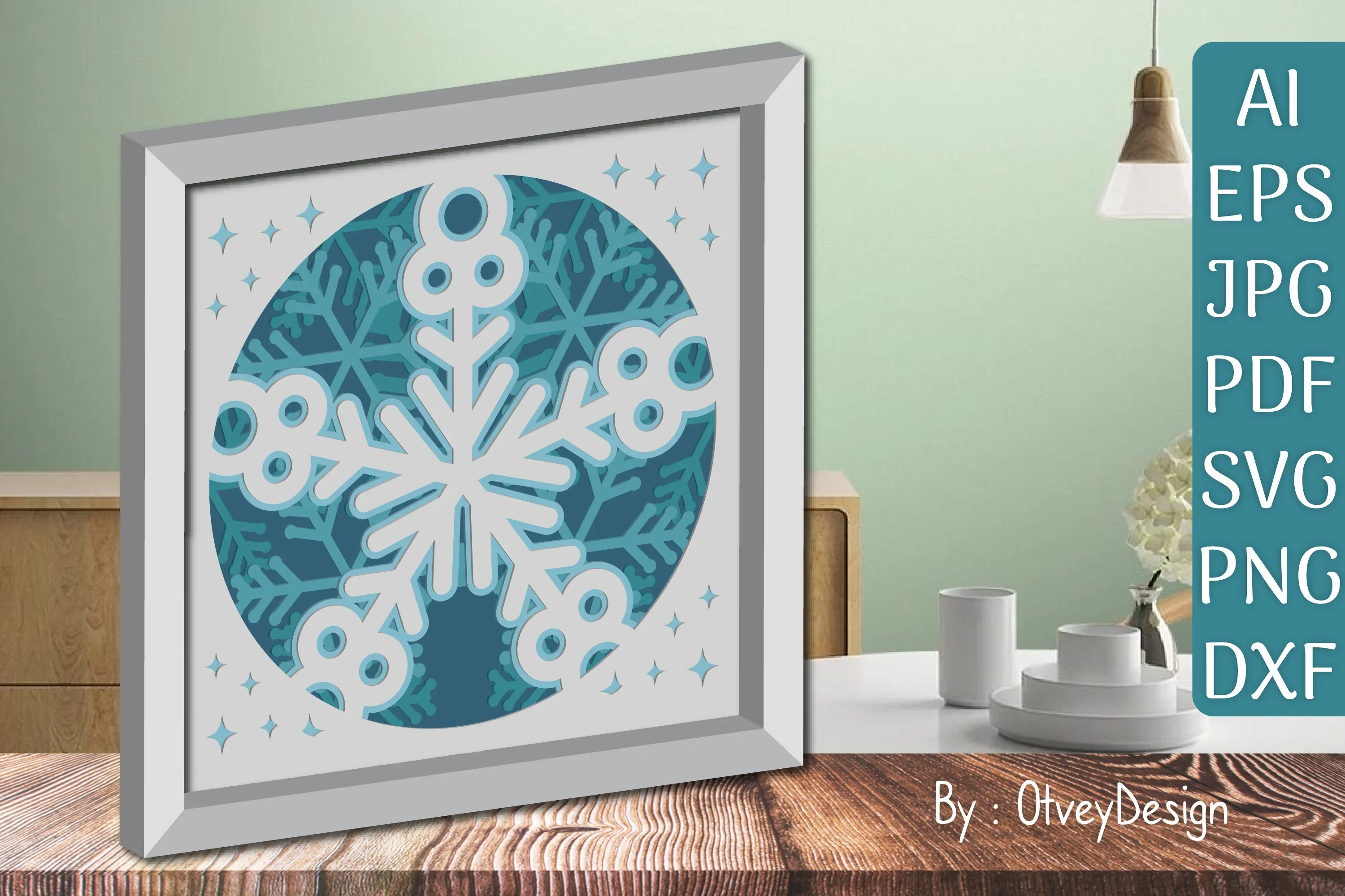 Snowflake 3D Shadow Box Layered Papercut SVG Bundle - Image 2