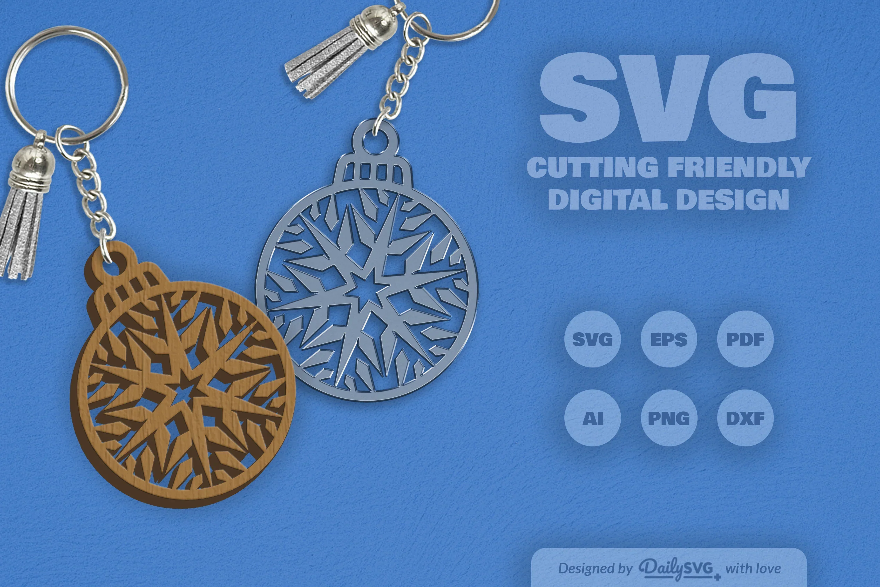Snowflake Christmas Round Bauble SVG Bundle - Image 2