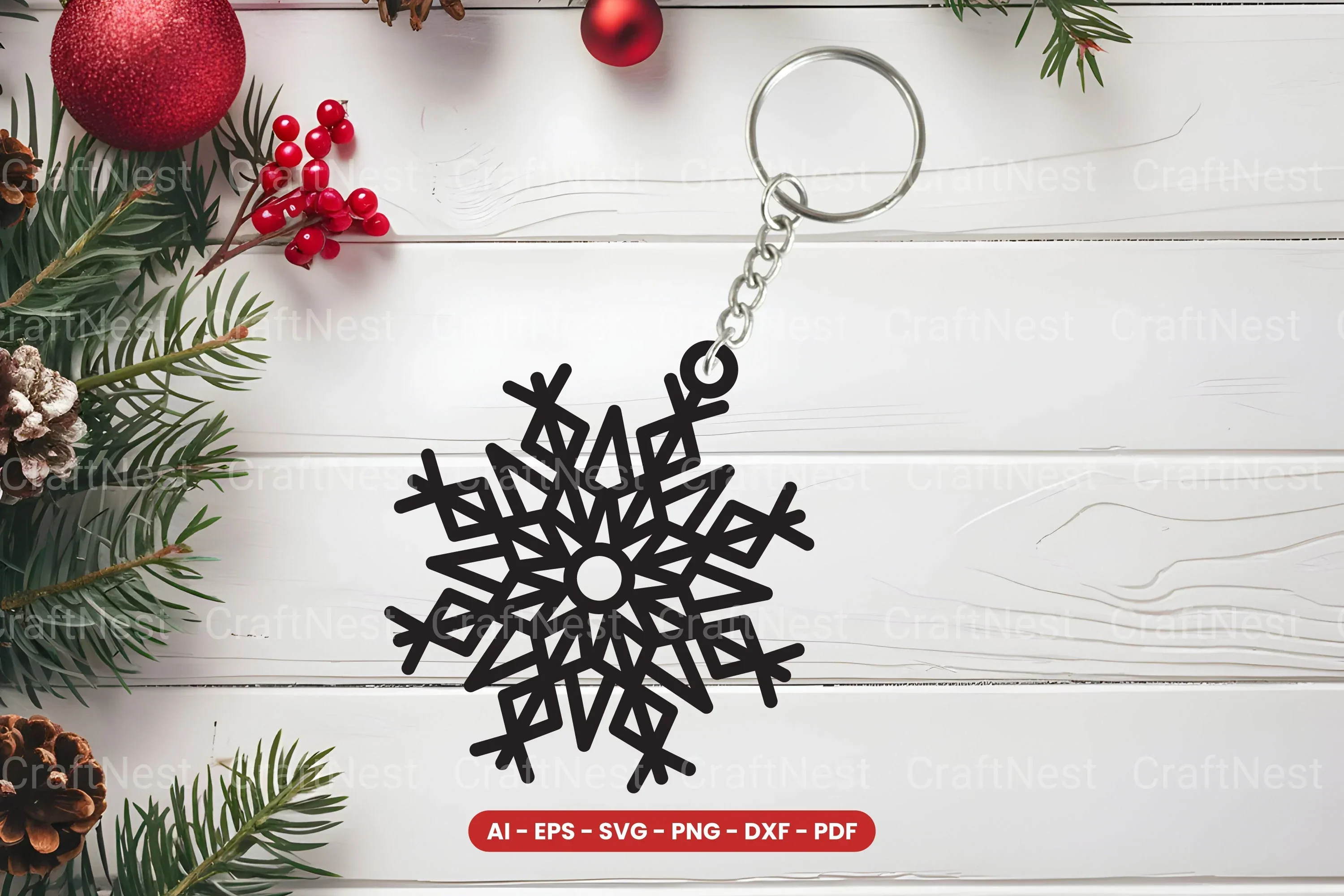 Snowflake Keychain Lasercut SVG Bundle - Clipart Bundle