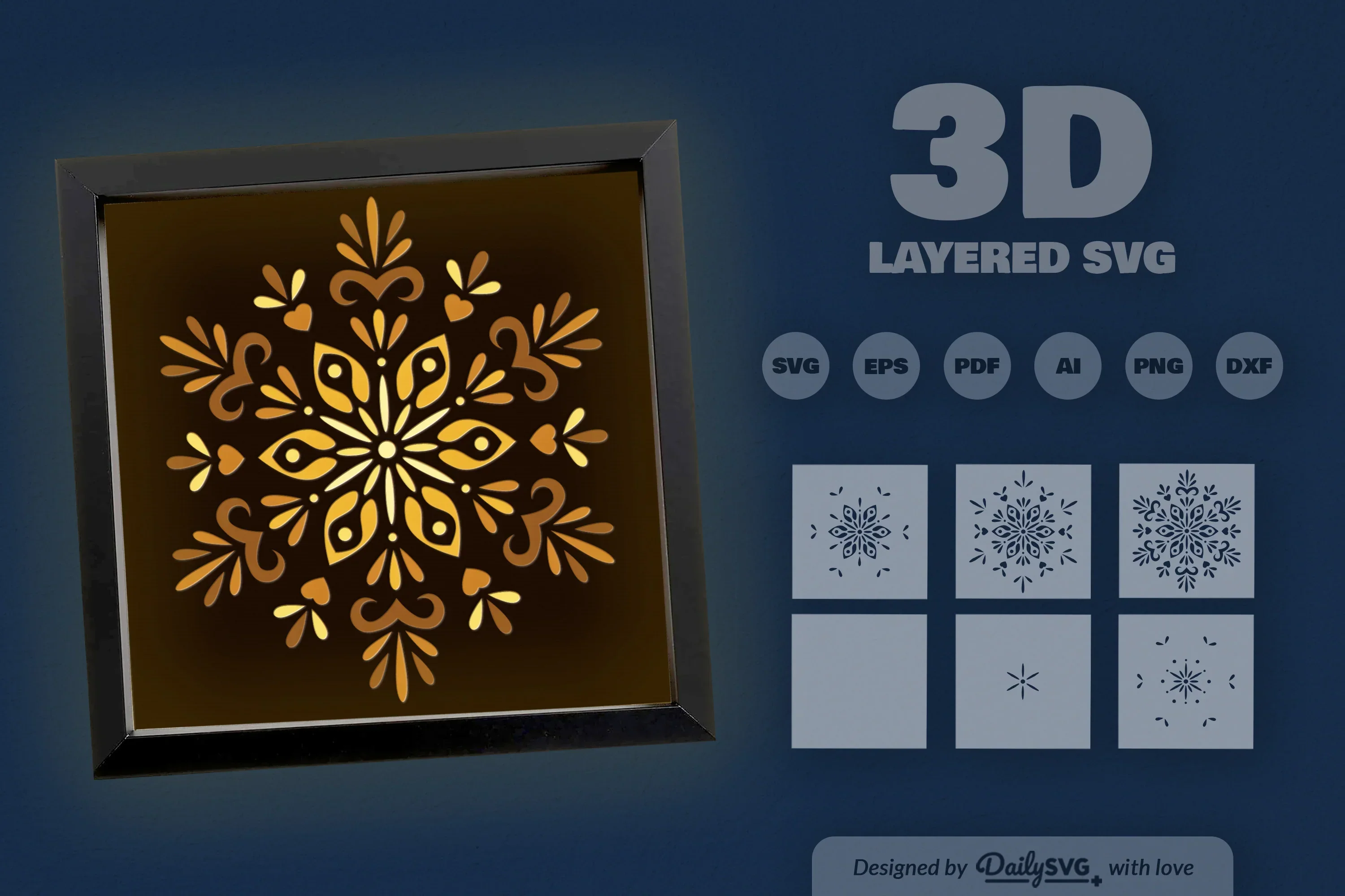 Snowflake Mandala Papercut SVG Bundle - Image 3