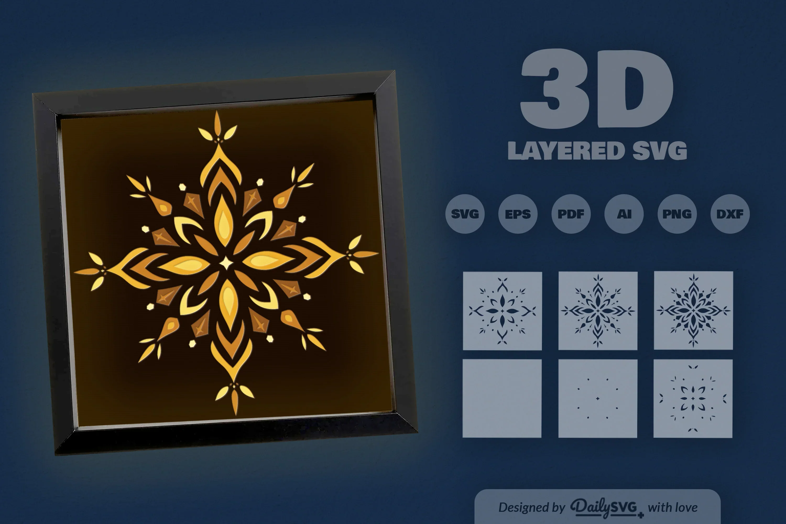 Snowflake Mandala Winter Papercut SVG Bundle - Image 3