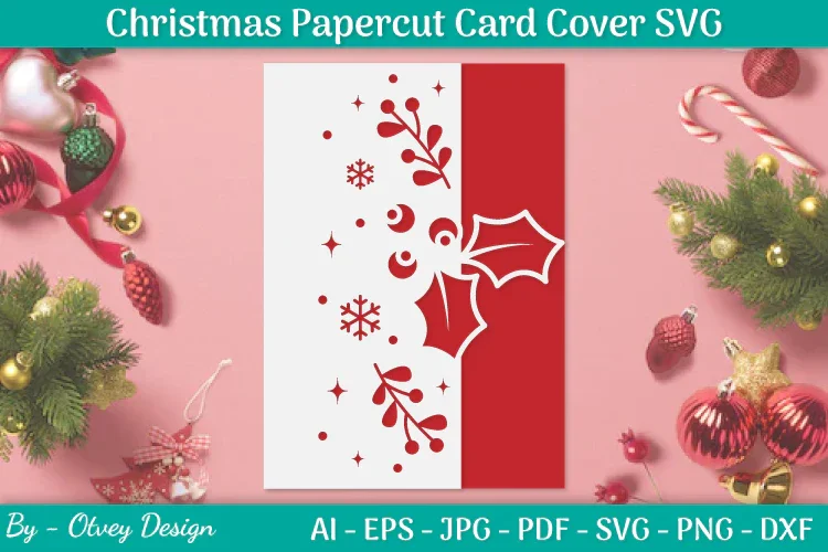 Snowflake Papercut Card Cover Template SVG Bundle