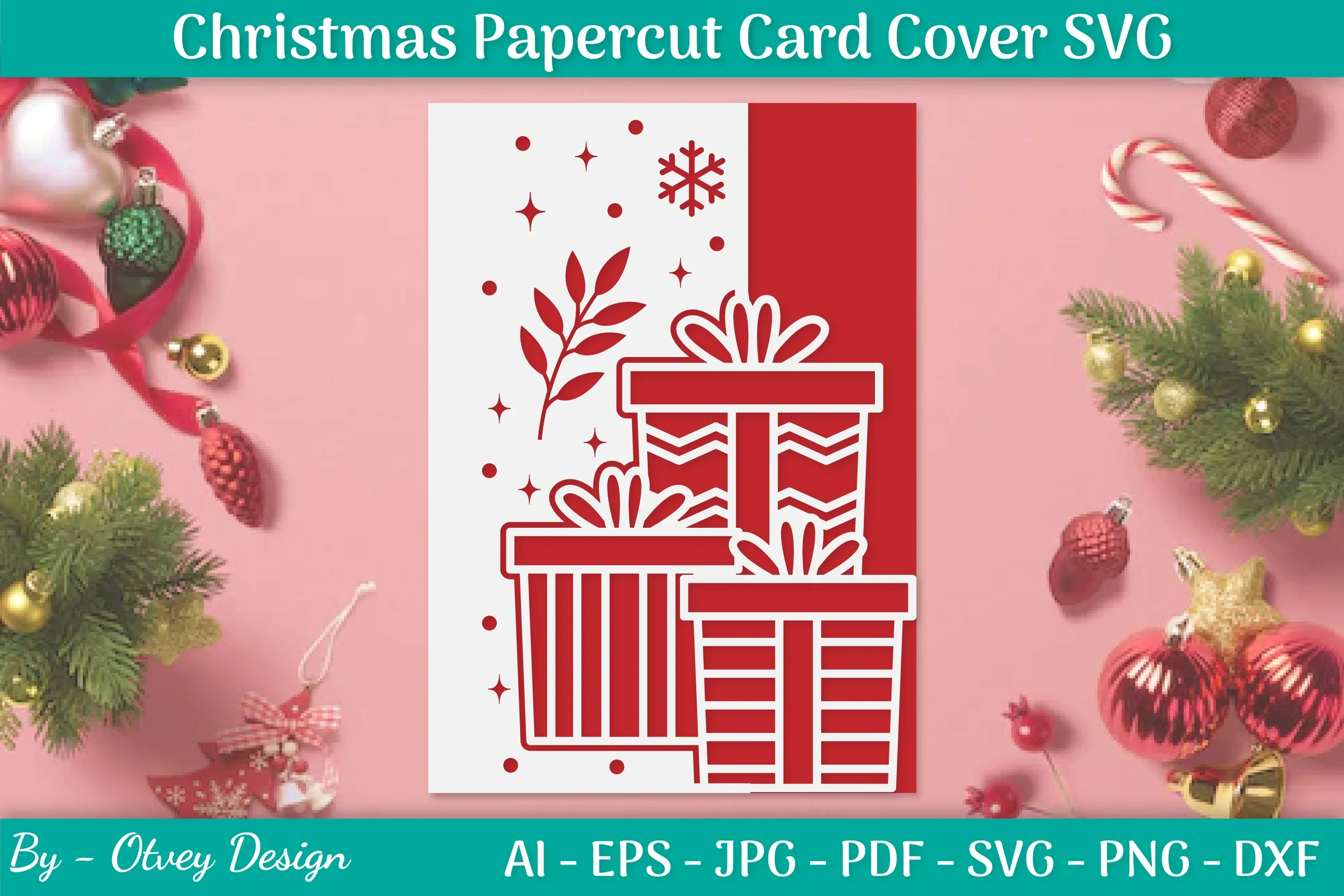 Snowflake Papercut Card Cover Template SVG Bundle