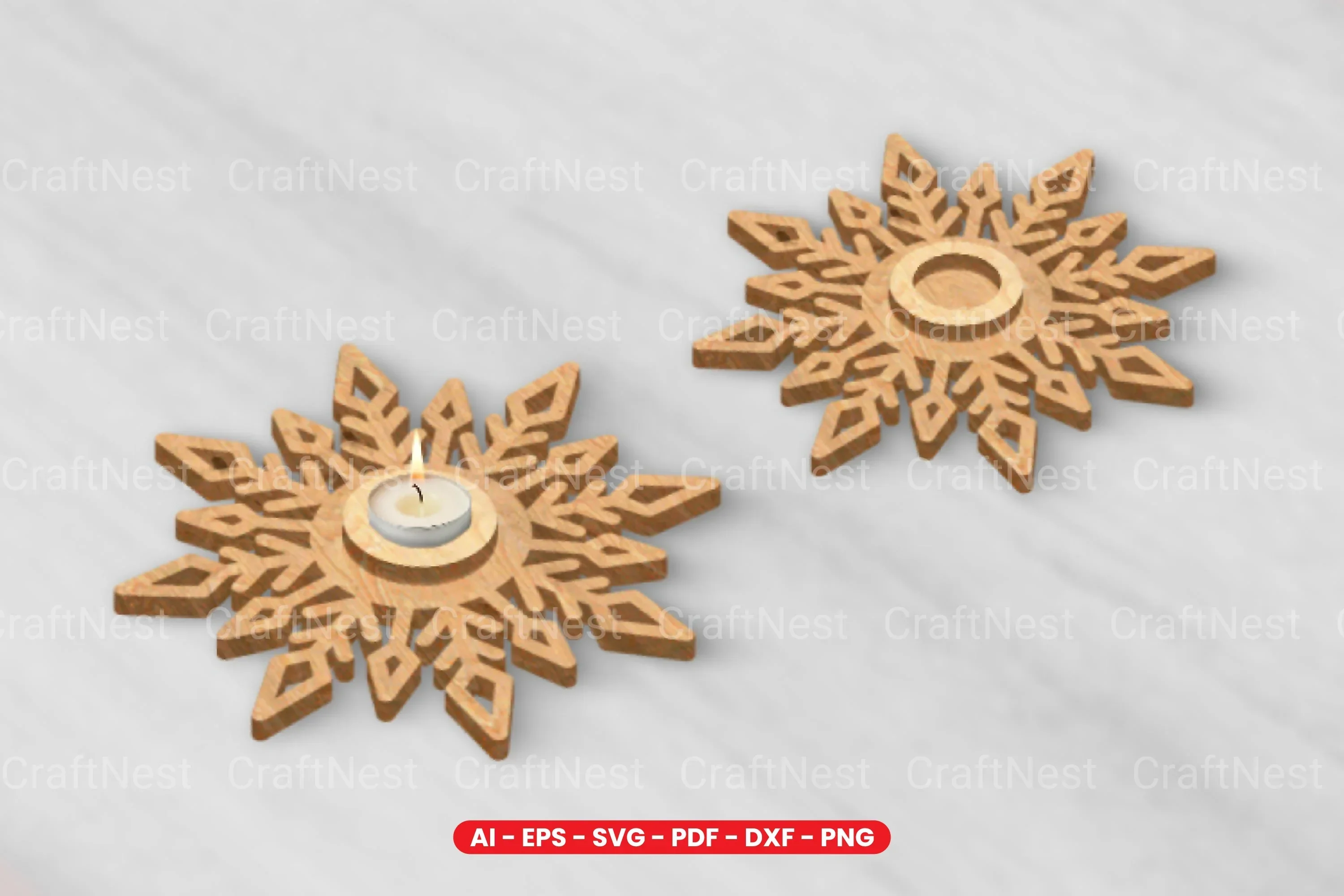 Snowflake Tealight Holder Laser Cut Design Bundle - Image 2