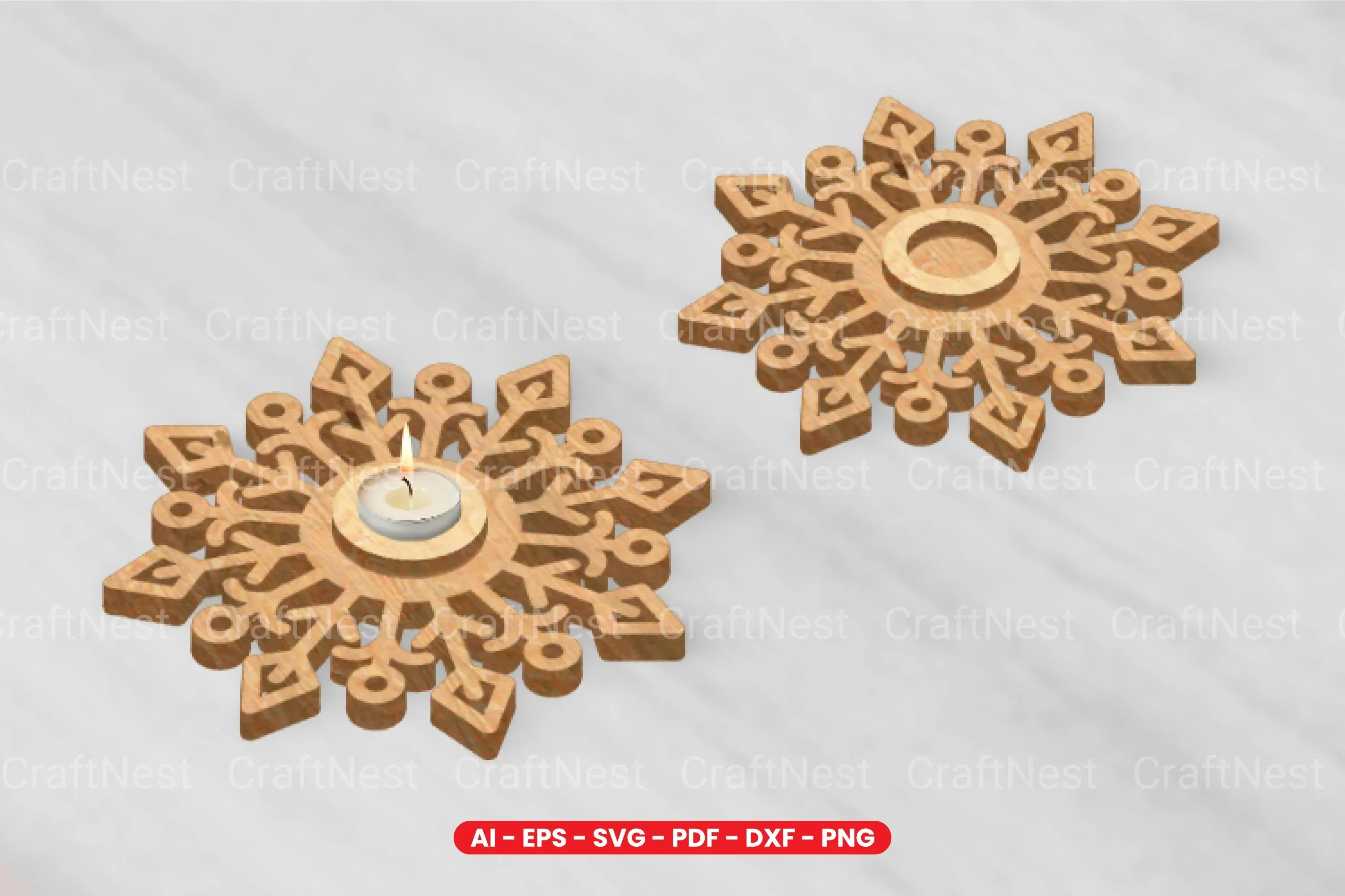 Snowflake Tealight Holder Laser Cut Design Bundle - Image 2