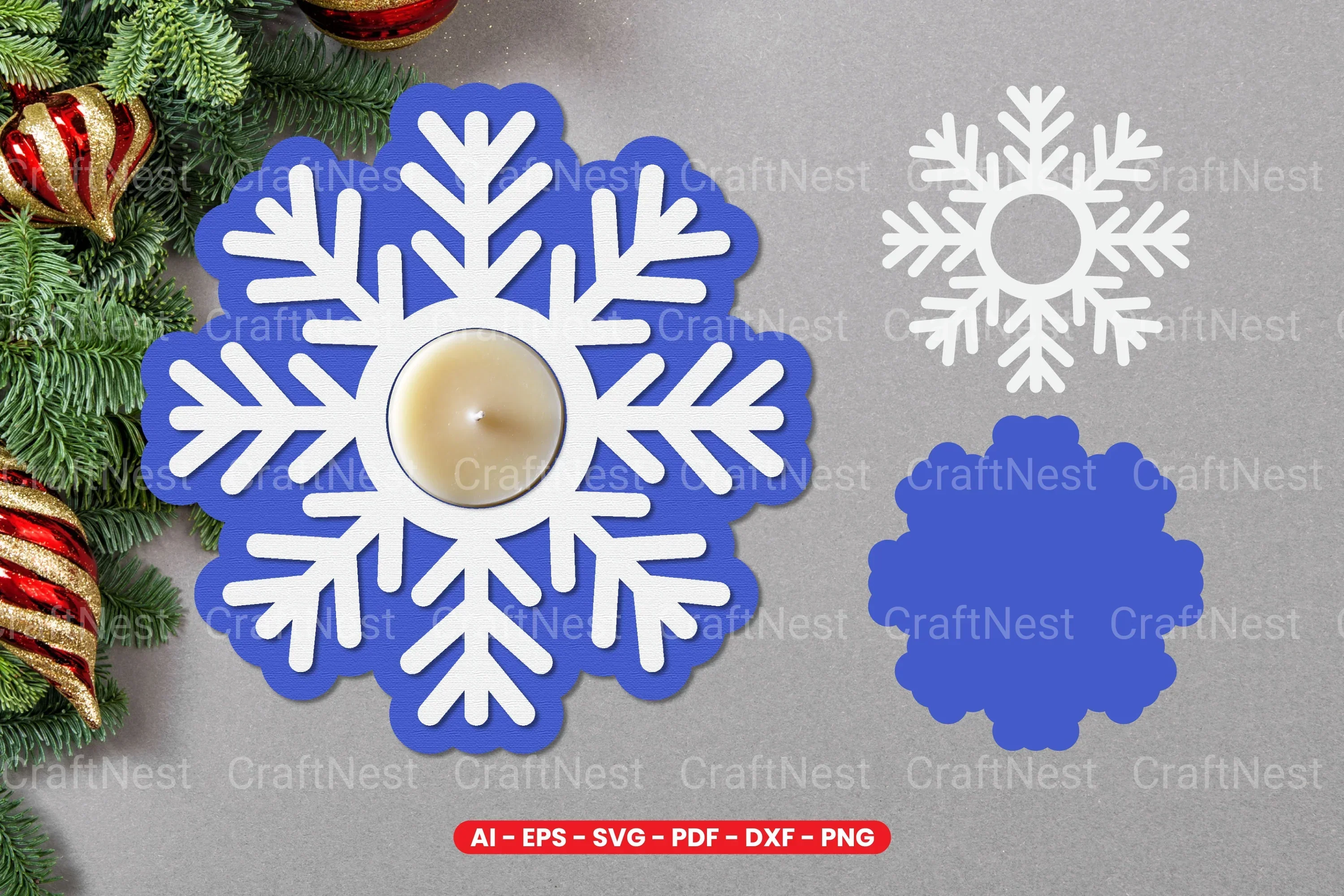 Snowflake Tealight Holder Laser Cut SVG Bundle