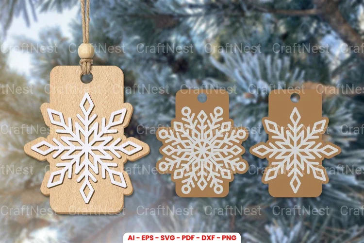 Snowflakes Gift Tags Laser Cut SVG Bundle