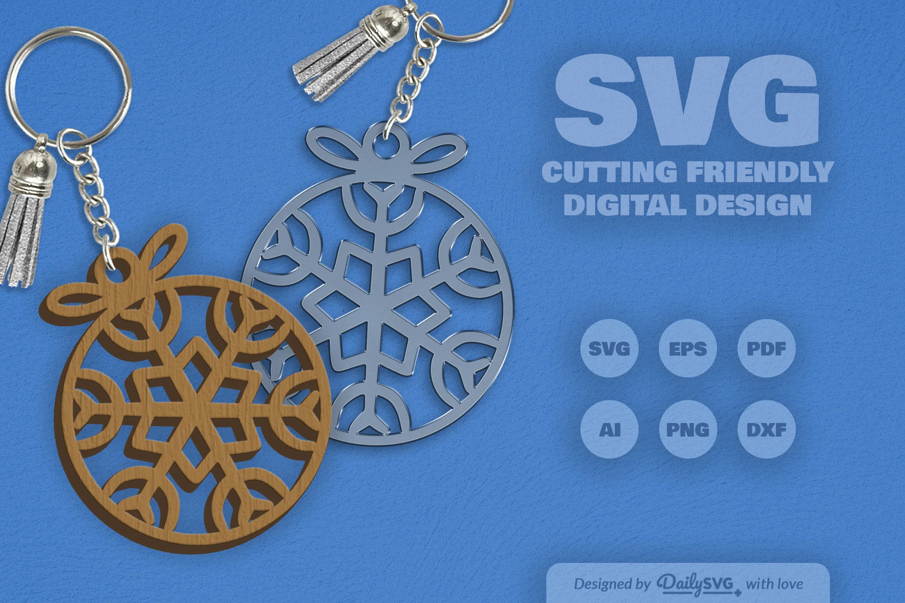 Snowflakes Round Bauble SVG Bundle - Image 2