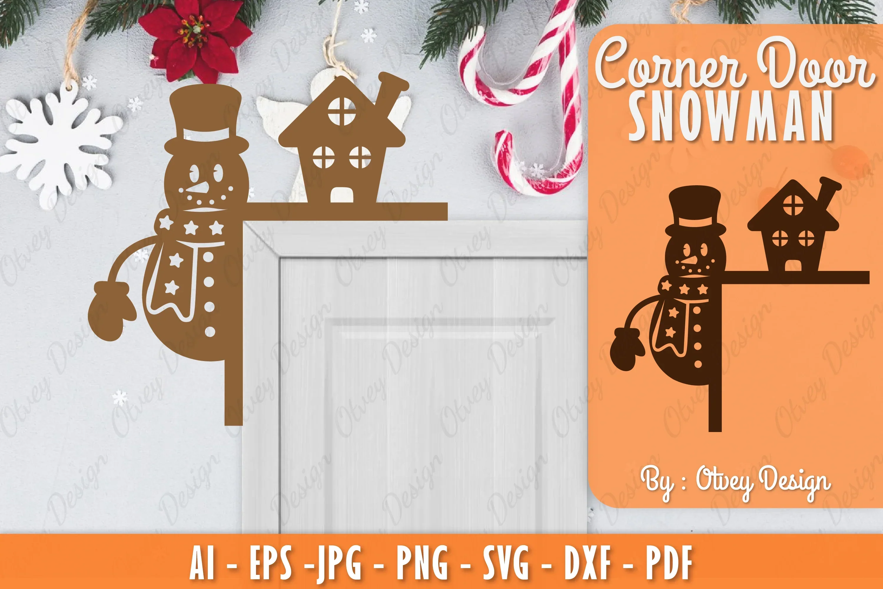 Snowman Door Corner Lasercut SVG Bundle