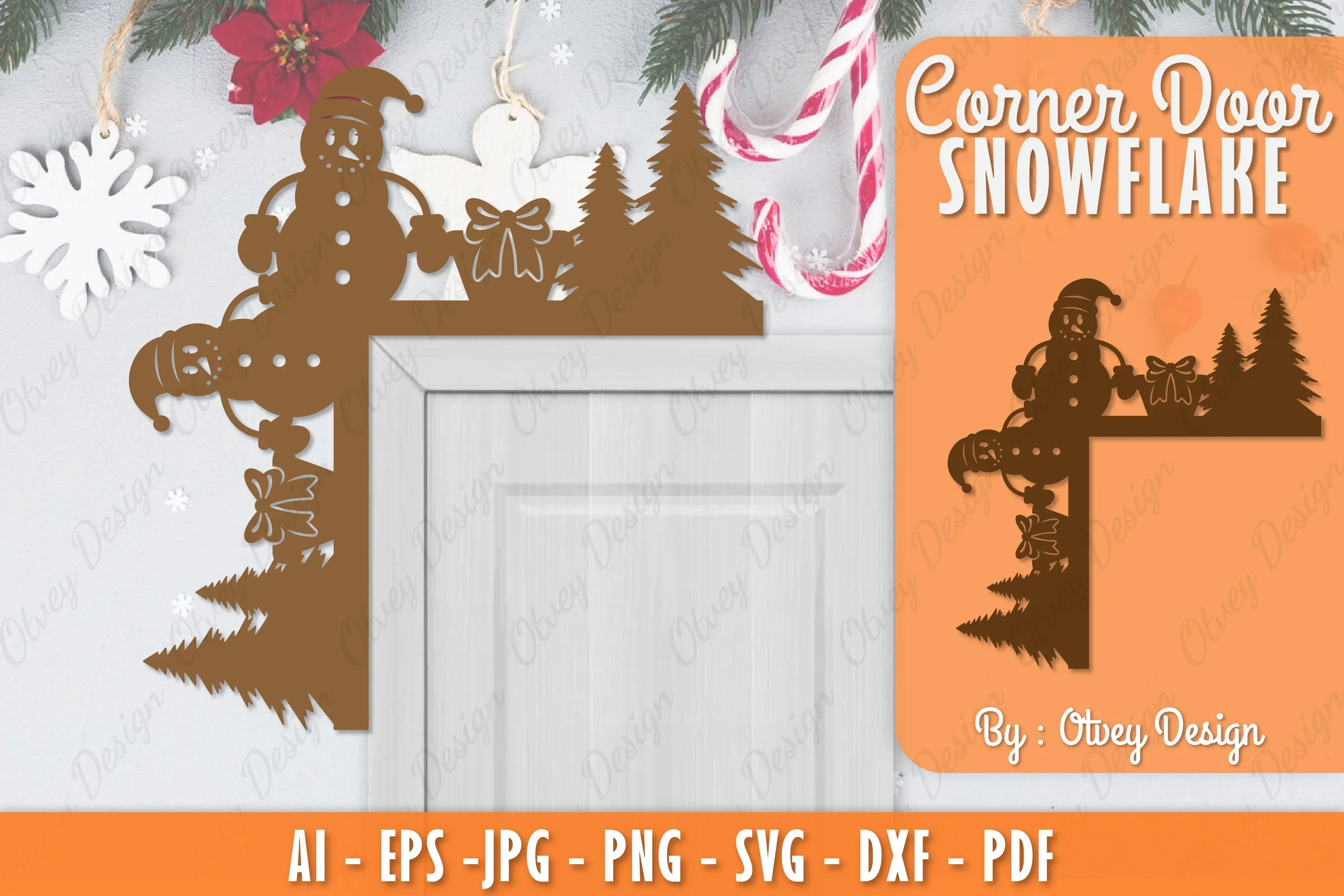 Snowman Door Corner Lasercut SVG Bundle