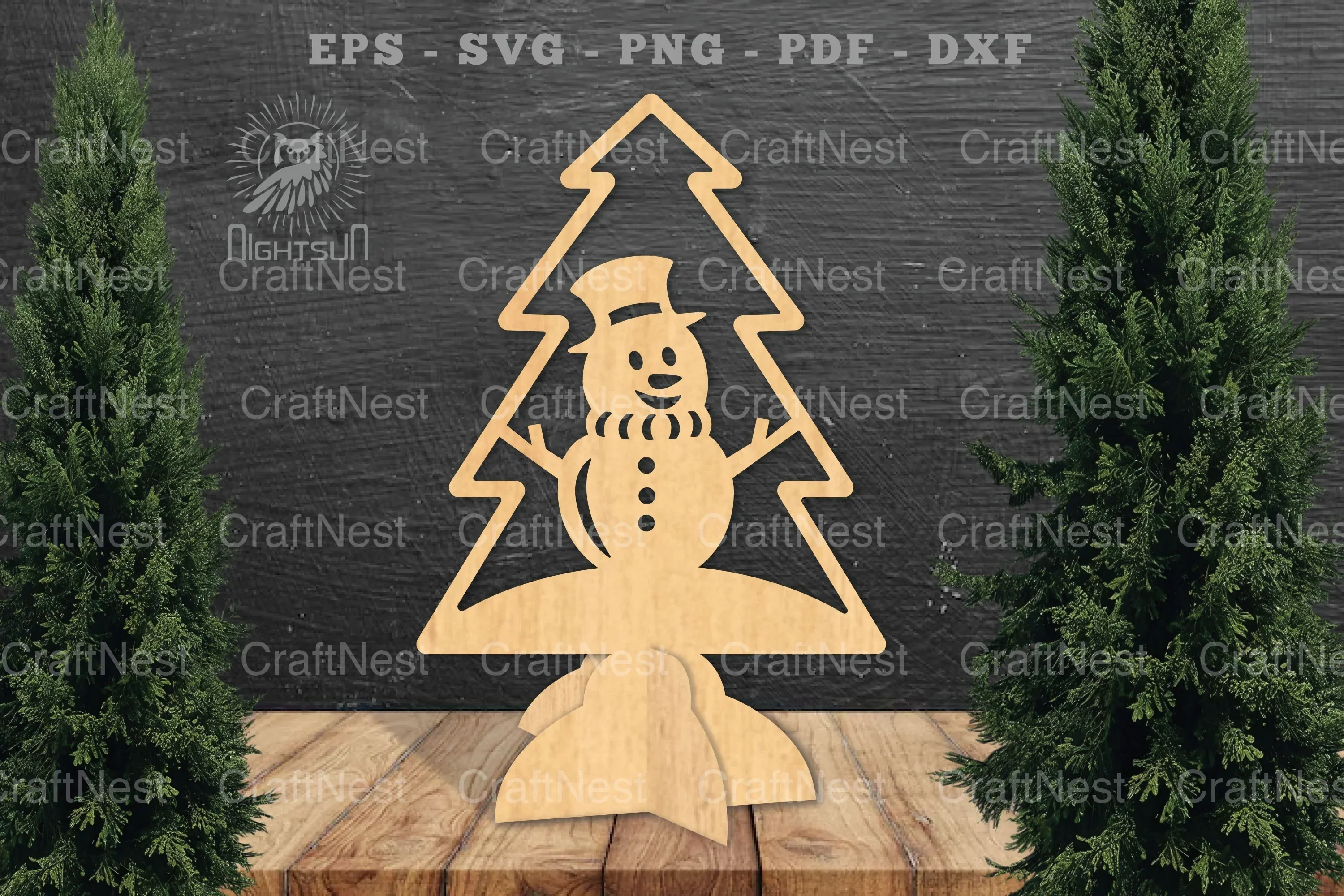 Snowman in Tree Laser Cut Home Decor Clipart Bundle