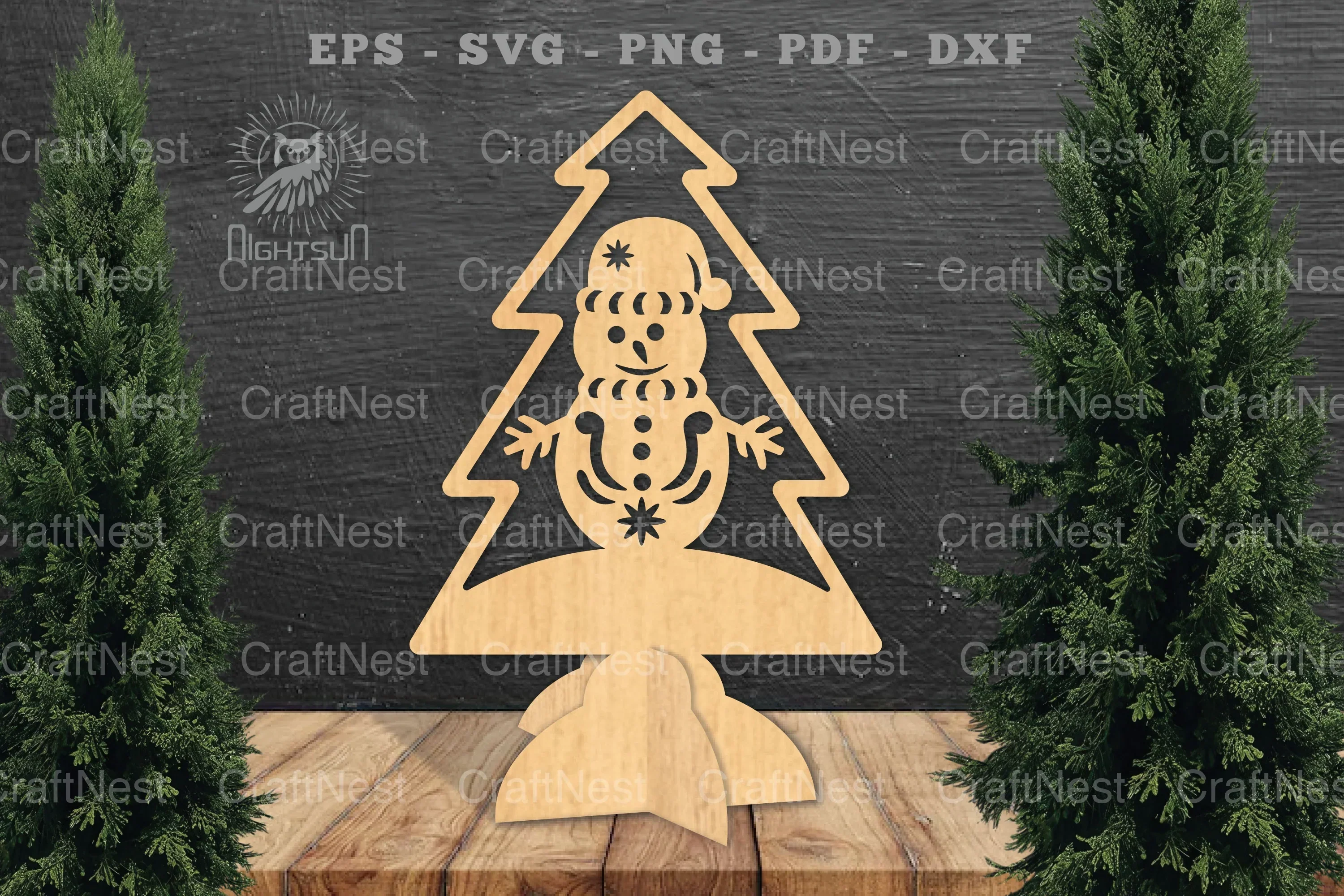 Snowman in Tree Laser Cut Home Decor Clipart Bundle