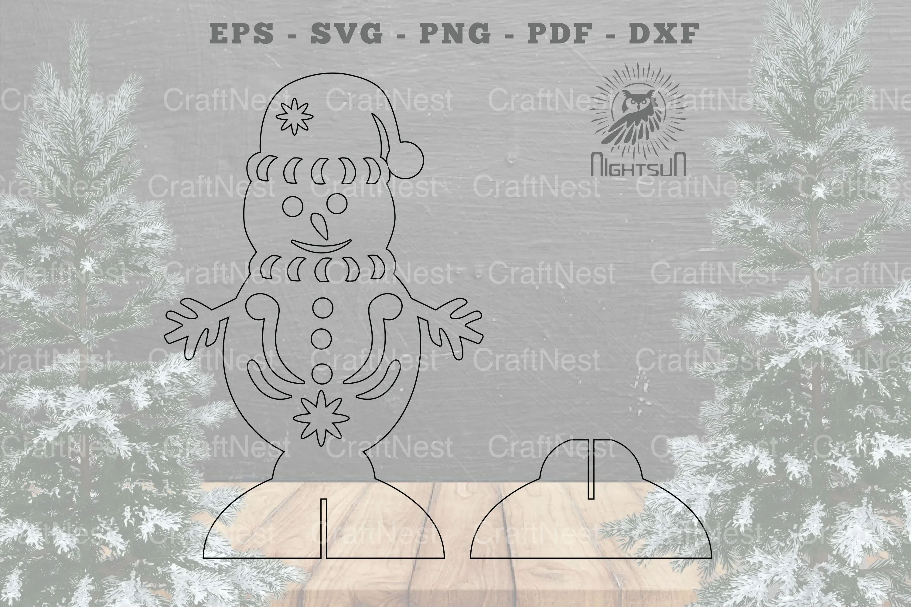 Snowman Laser Cut Home Decor Clipart Bundle - Image 2