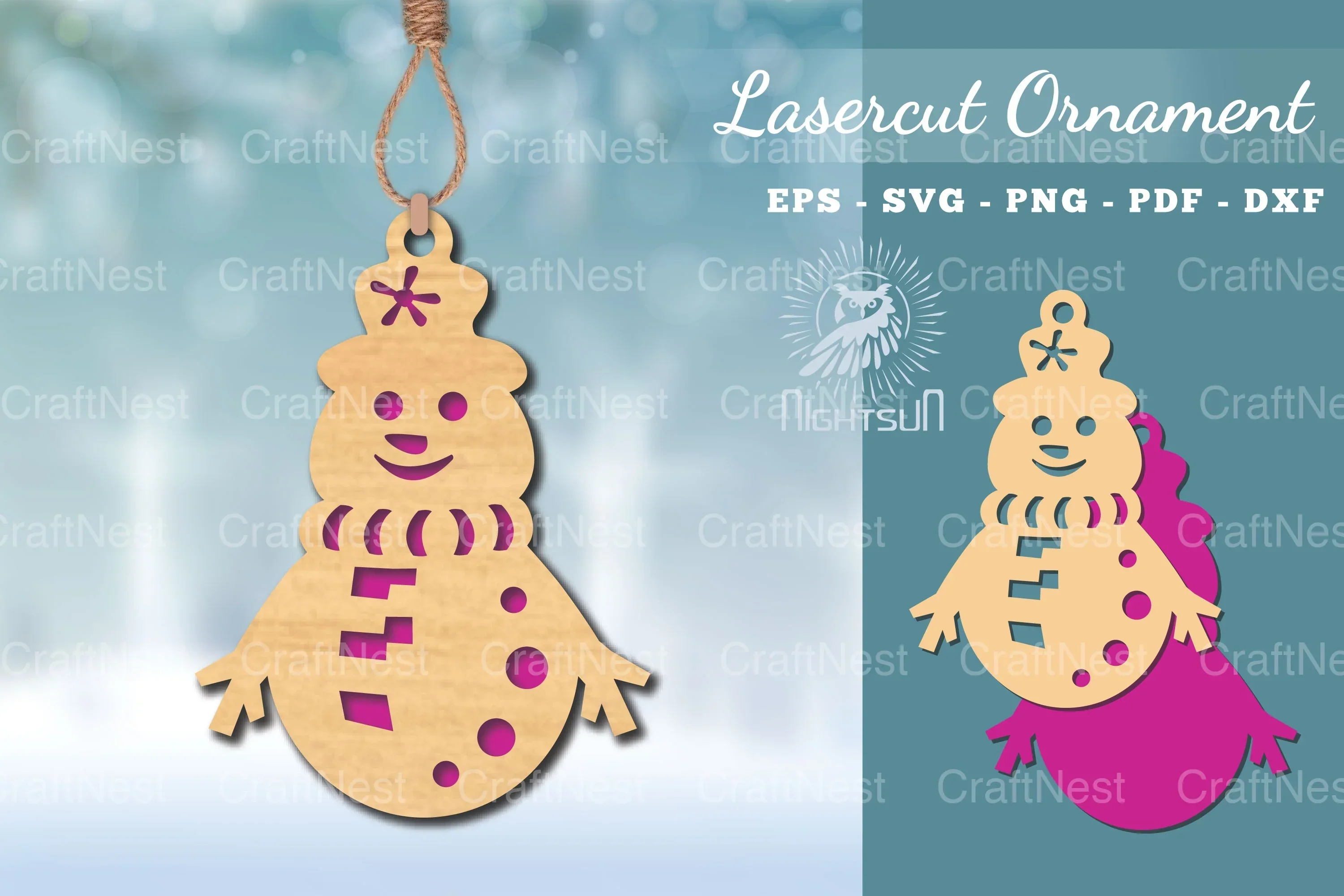 Snowman Laser Cut Ornament Clipart Bundle