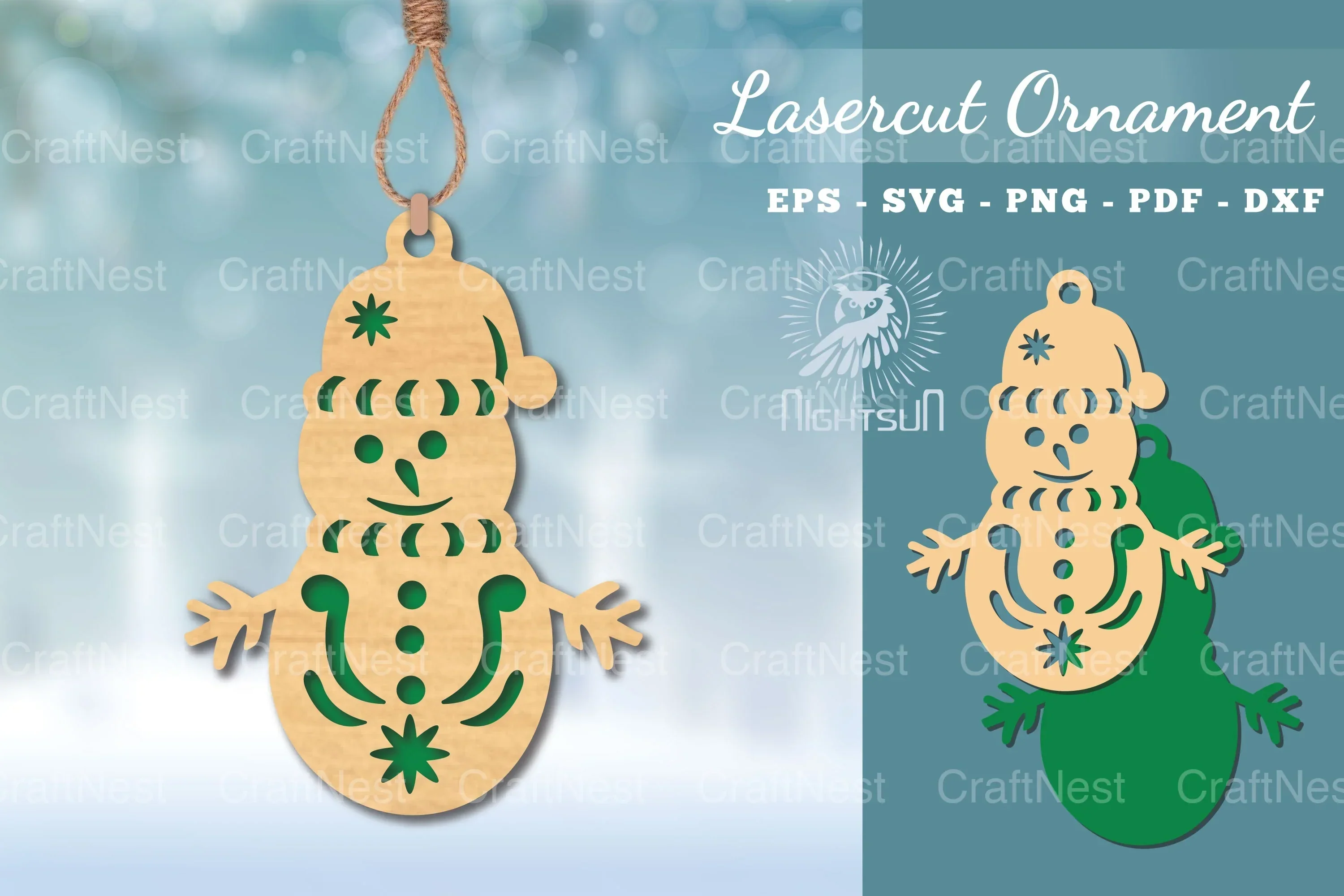 Snowman Laser Cut Ornament SVG Bundle
