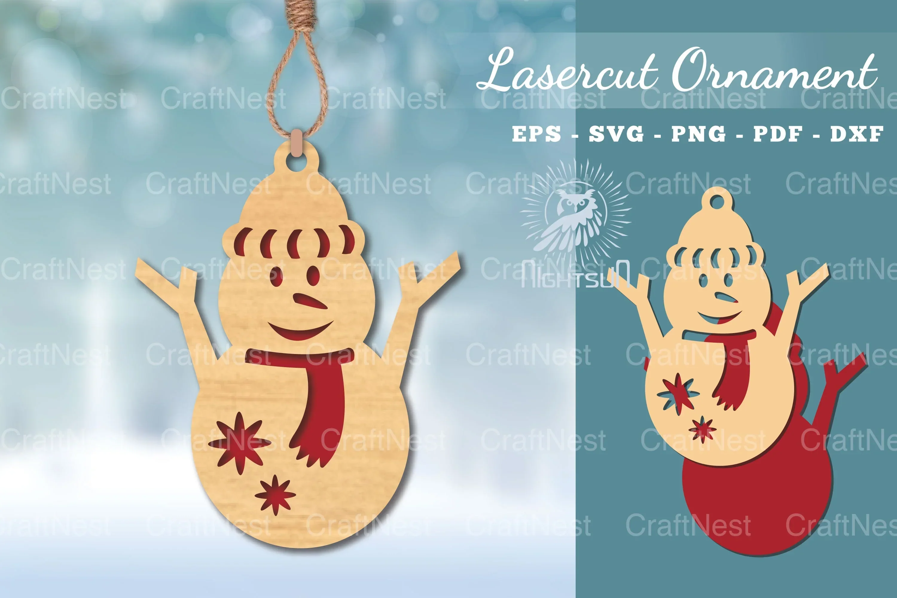 Snowman Laser Cut Ornament SVG Bundle