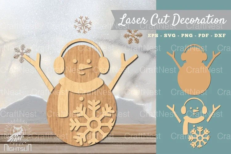 Snowman Lasercut Decoration Clipart Bundle