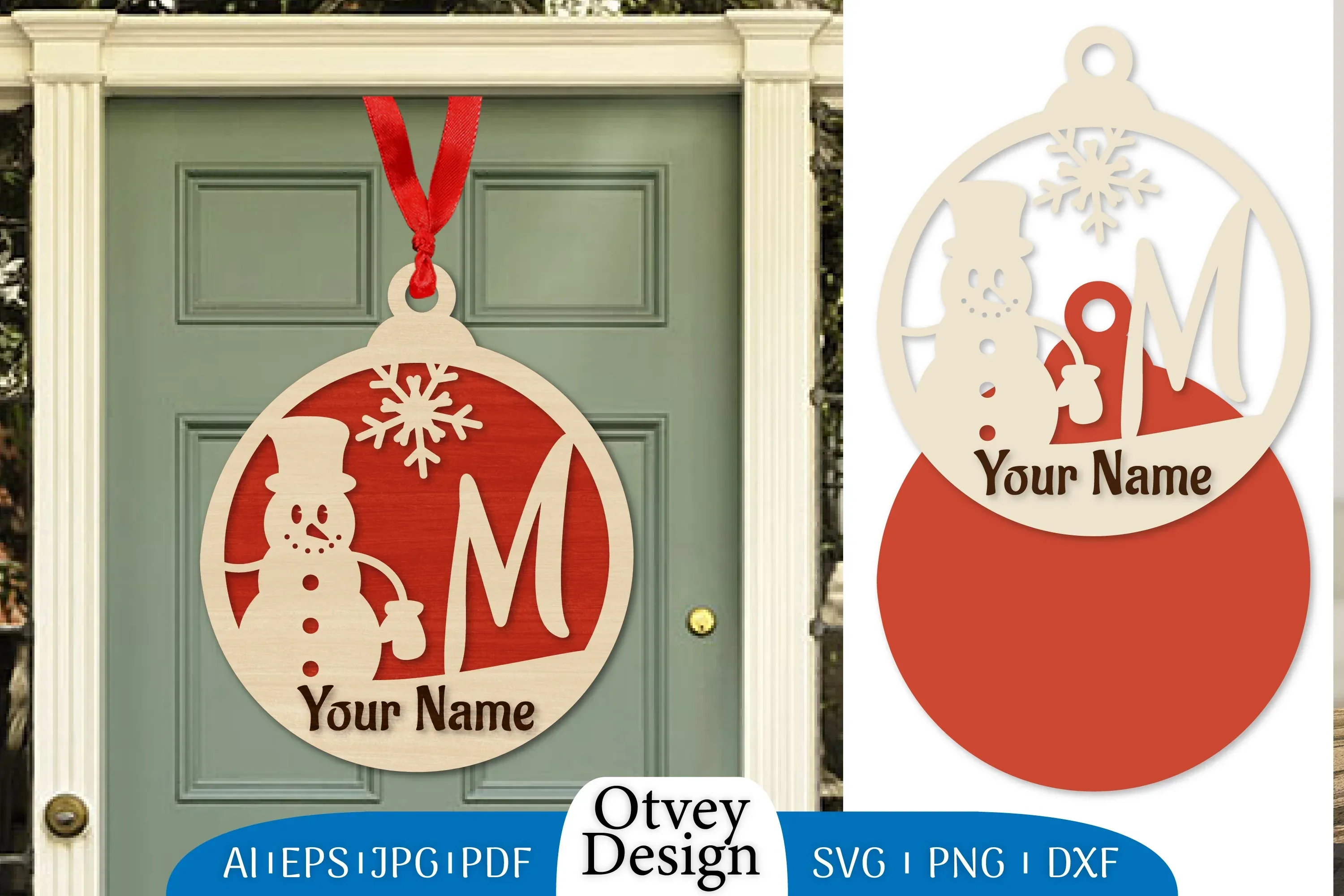 Snowman Name Christmas Ball SVG Bundle