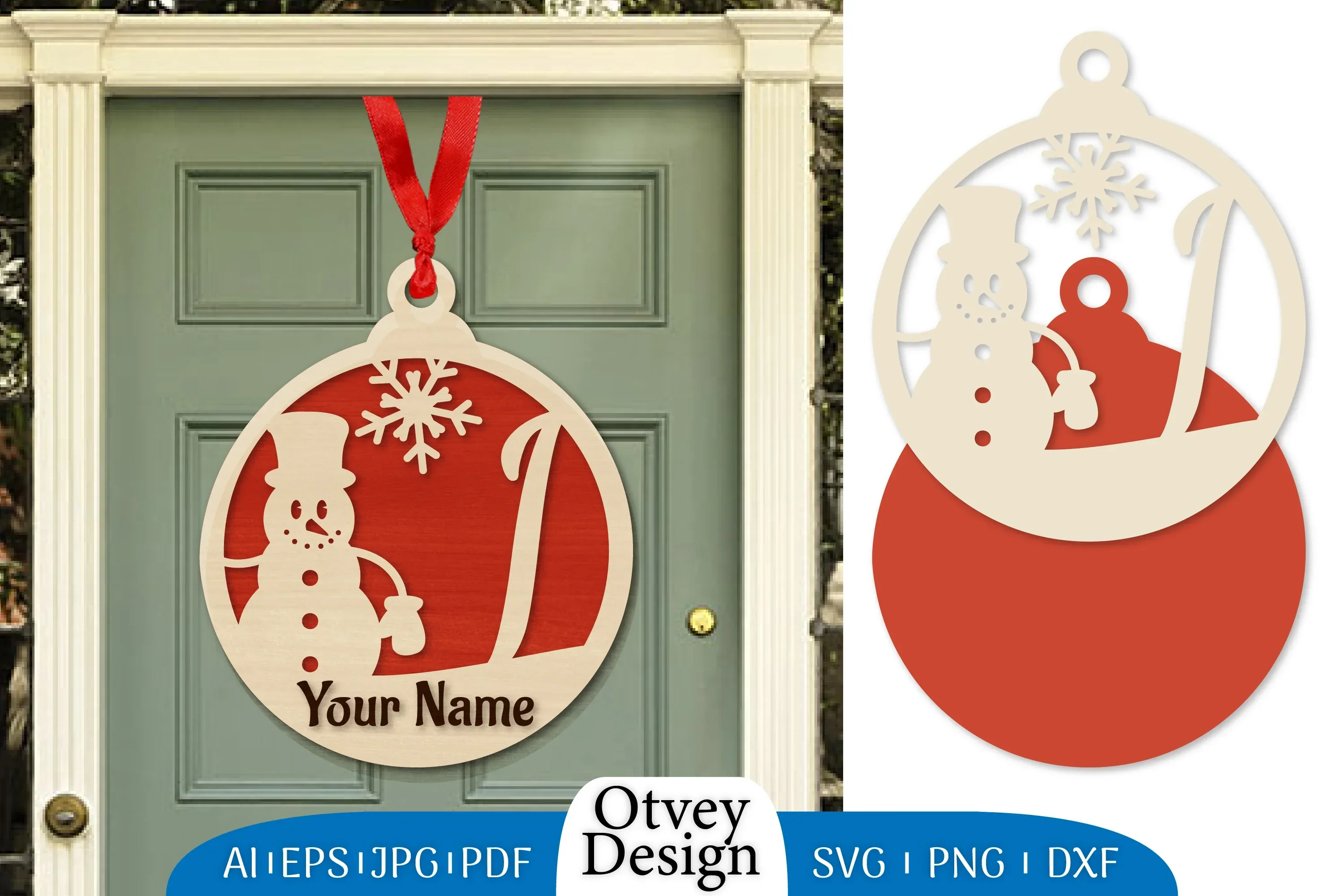 Snowman Name Laser Cut Files Christmas Ball SVG Bundle