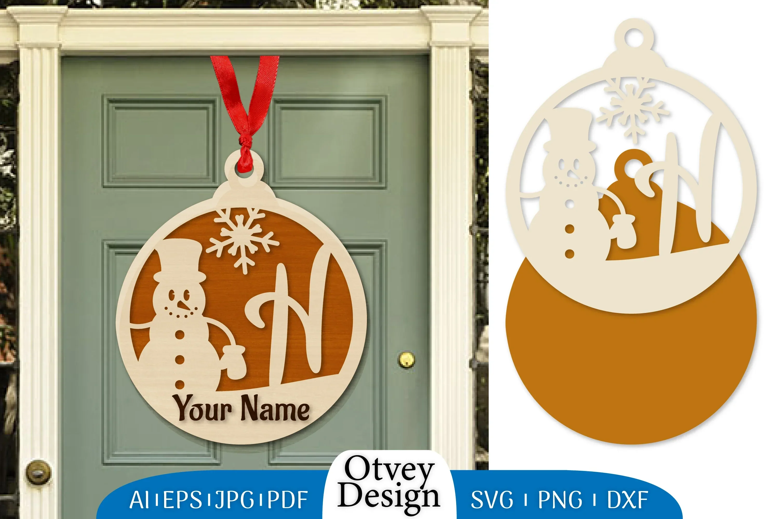 Snowman Name Laser Cut Files Christmas Ball SVG Bundle