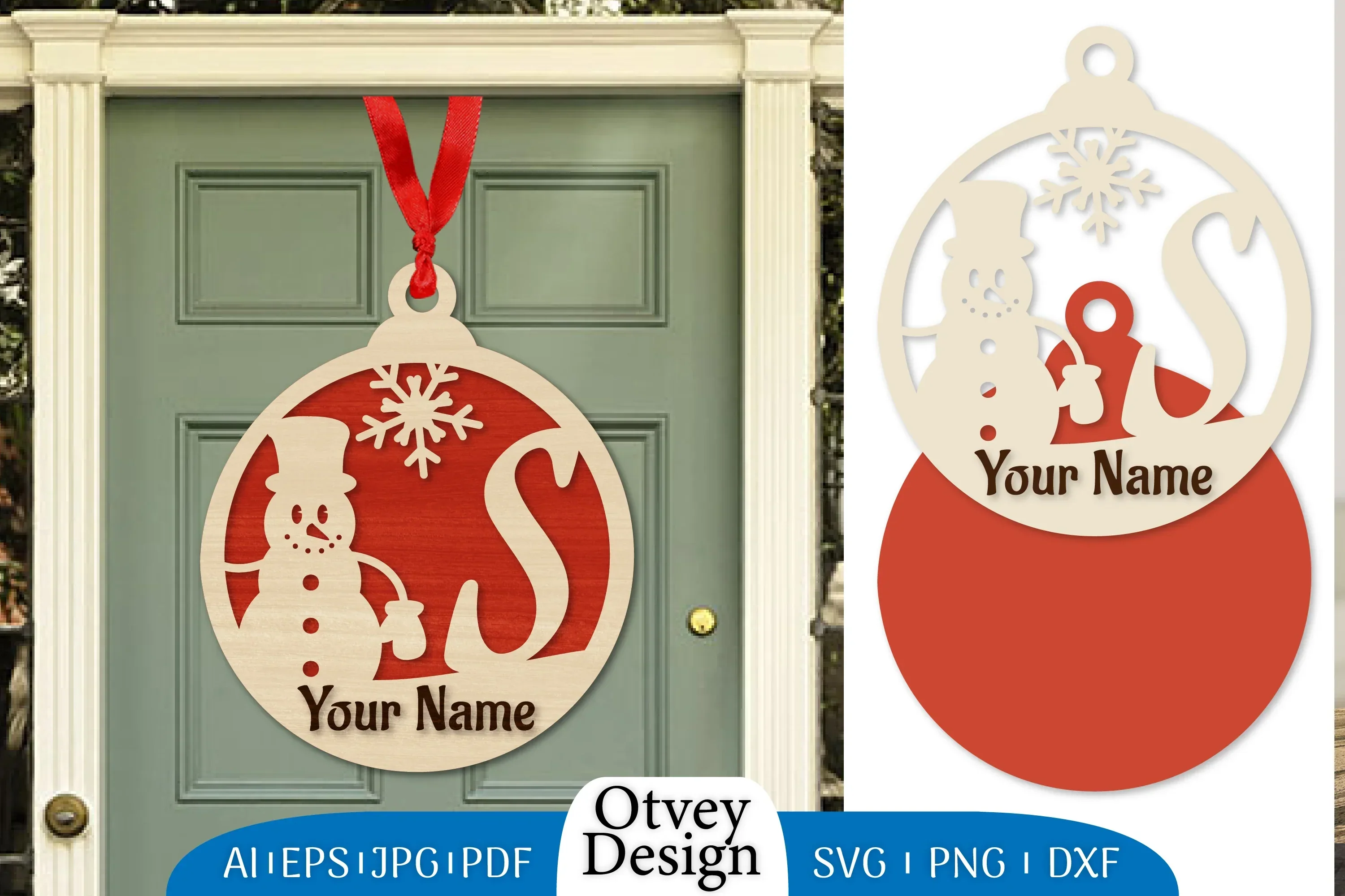 Snowman Name Laser Cut Files Christmas Ball SVG Bundle