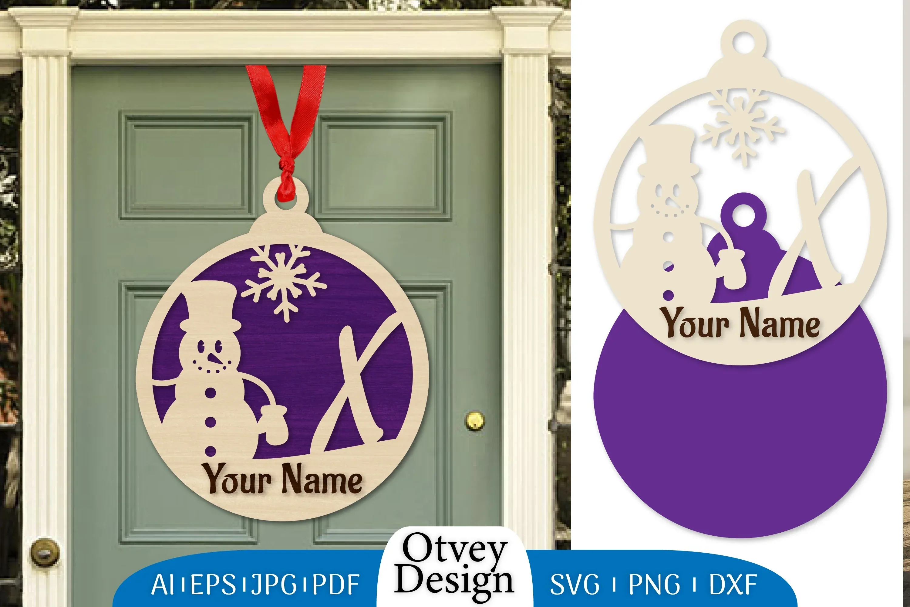 Snowman Name Laser Cut Files Christmas Ball SVG Bundle
