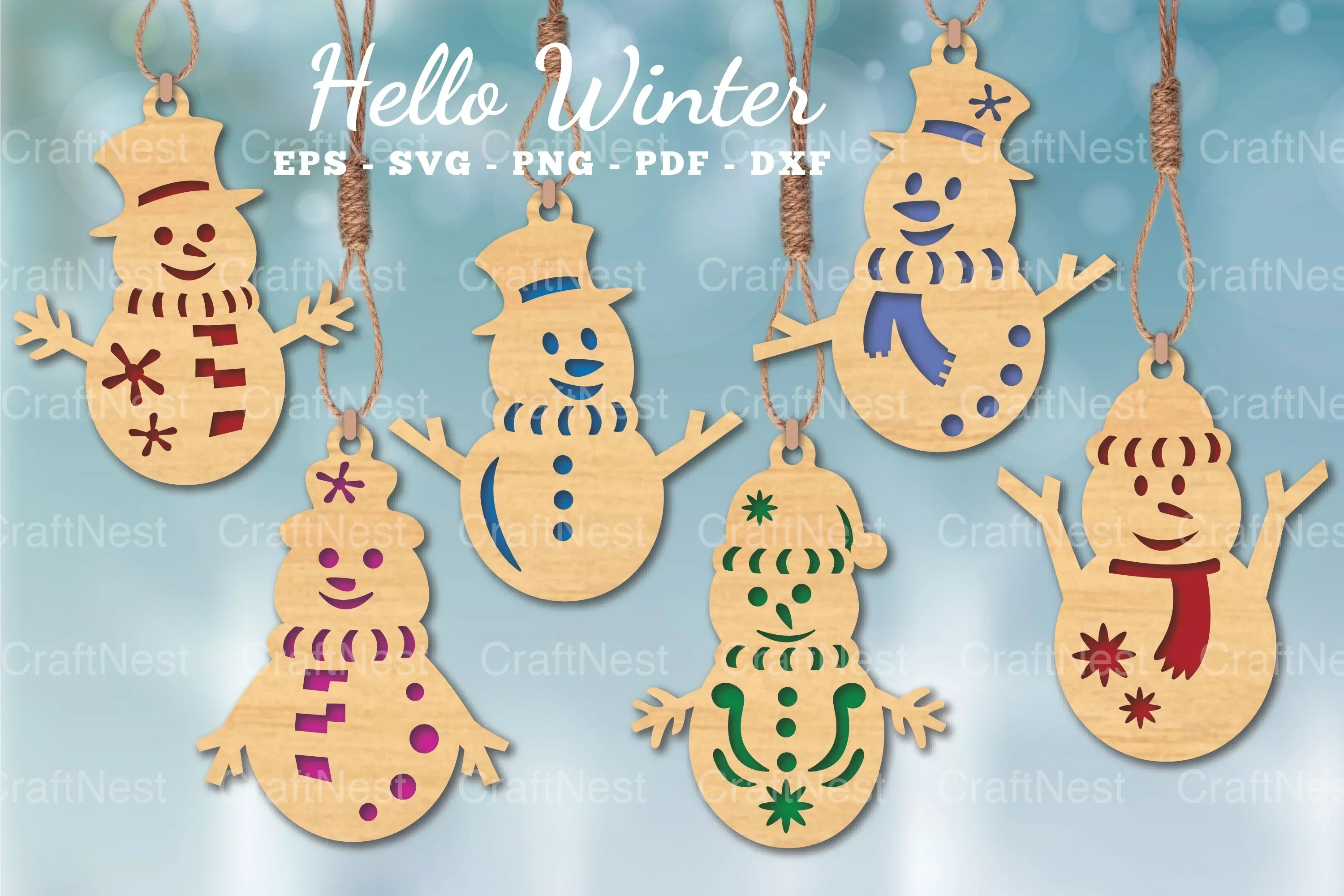 Snowman Ornament Collection Clipart Bundle