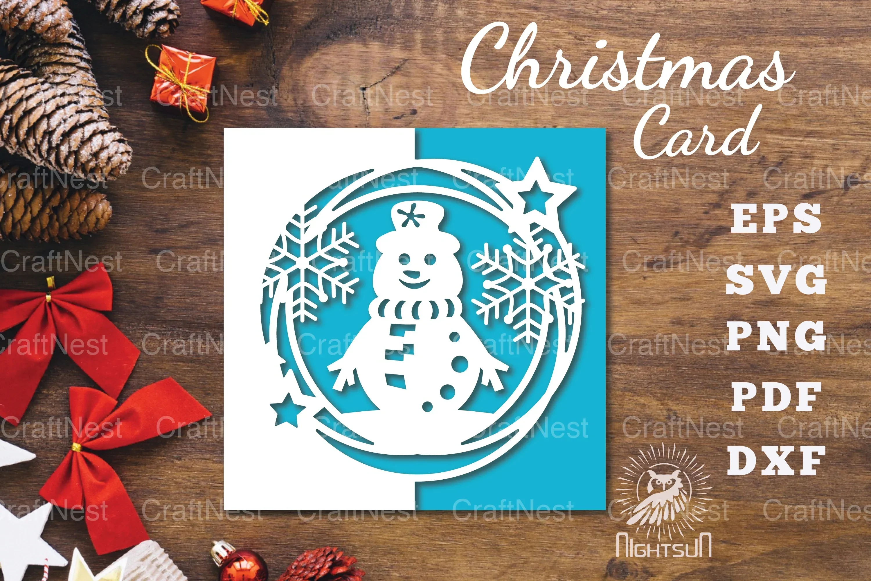 Snowman Papercut Card SVG Bundle