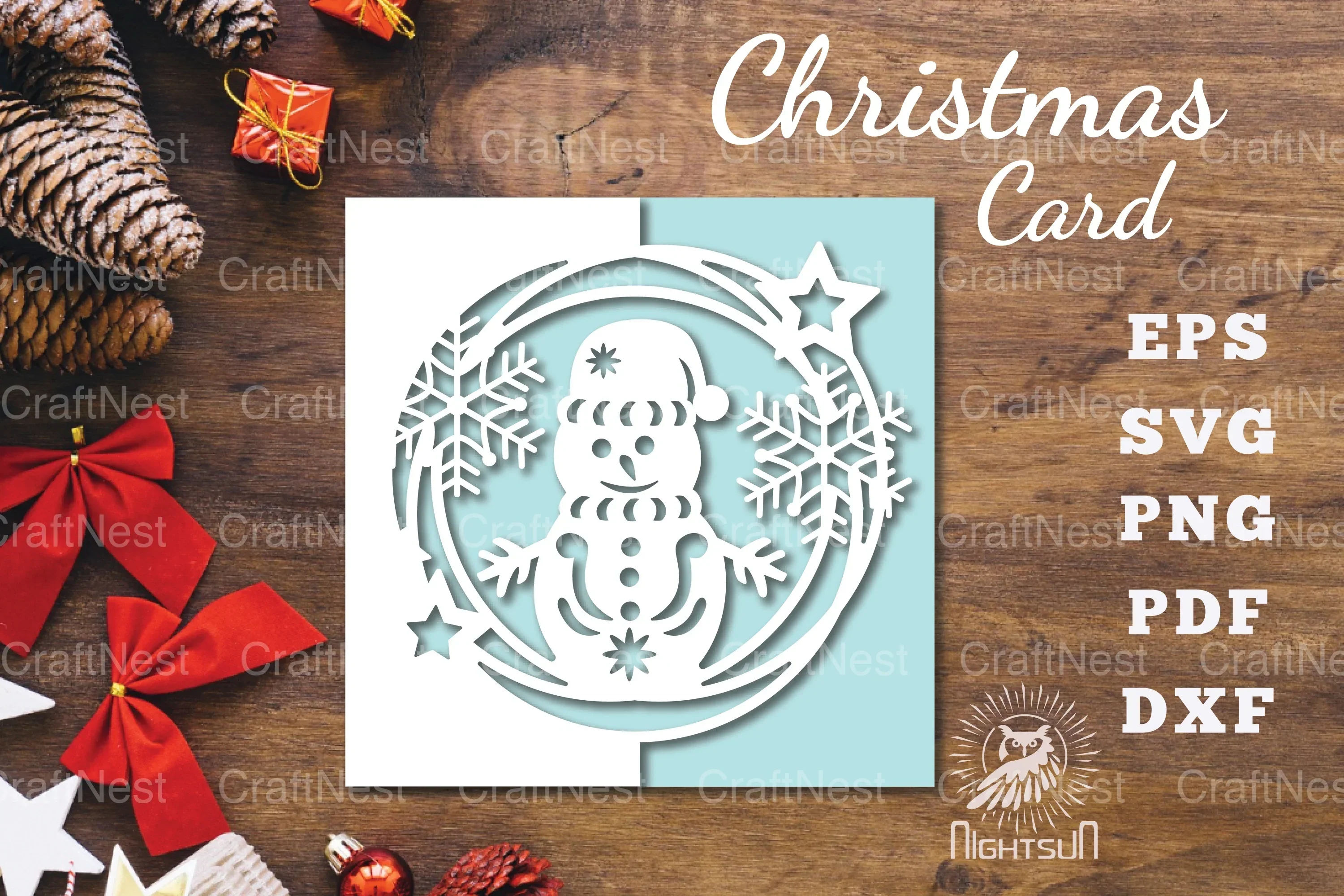Snowman Papercut Card SVG Bundle