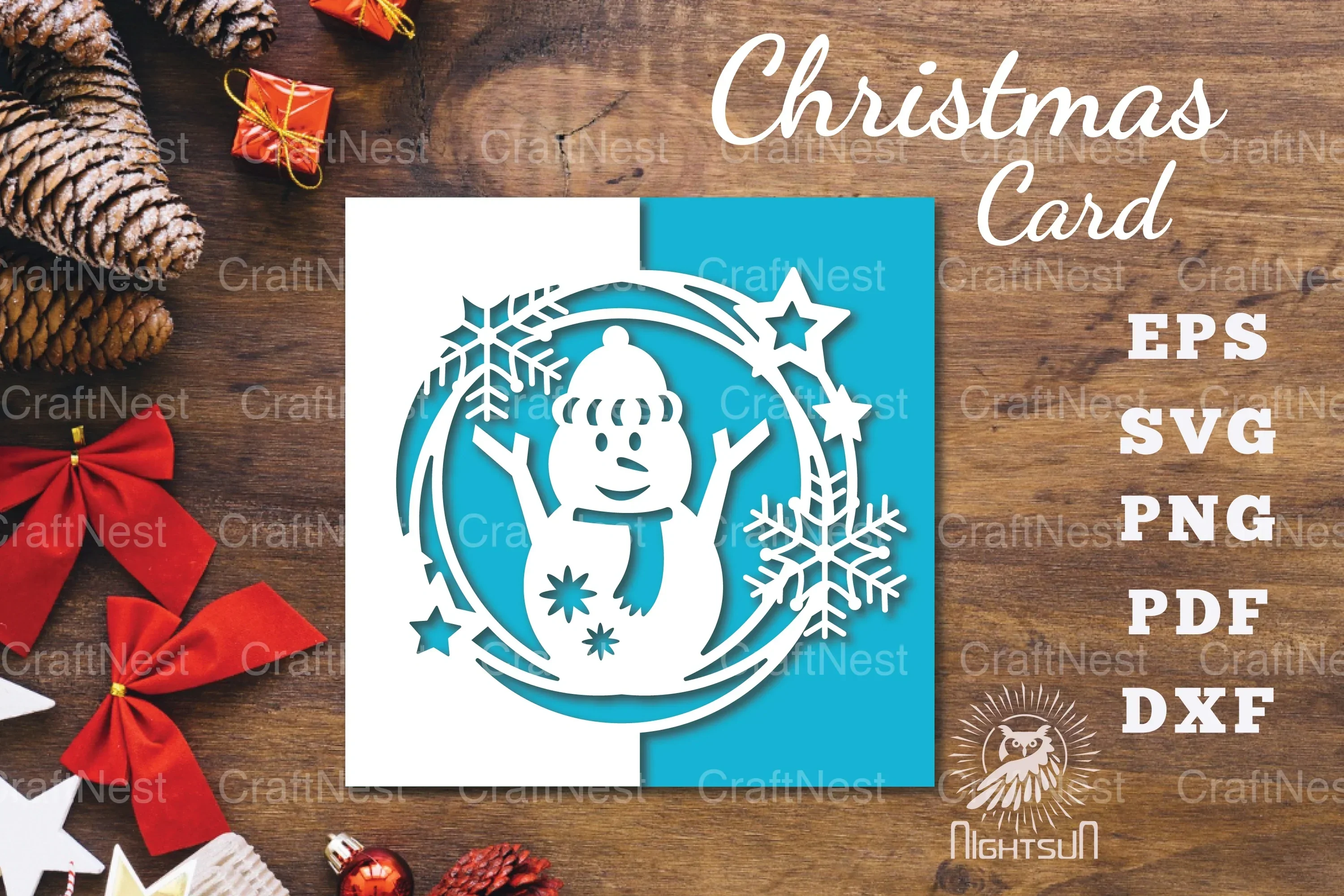 Snowman Papercut Card SVG Bundle