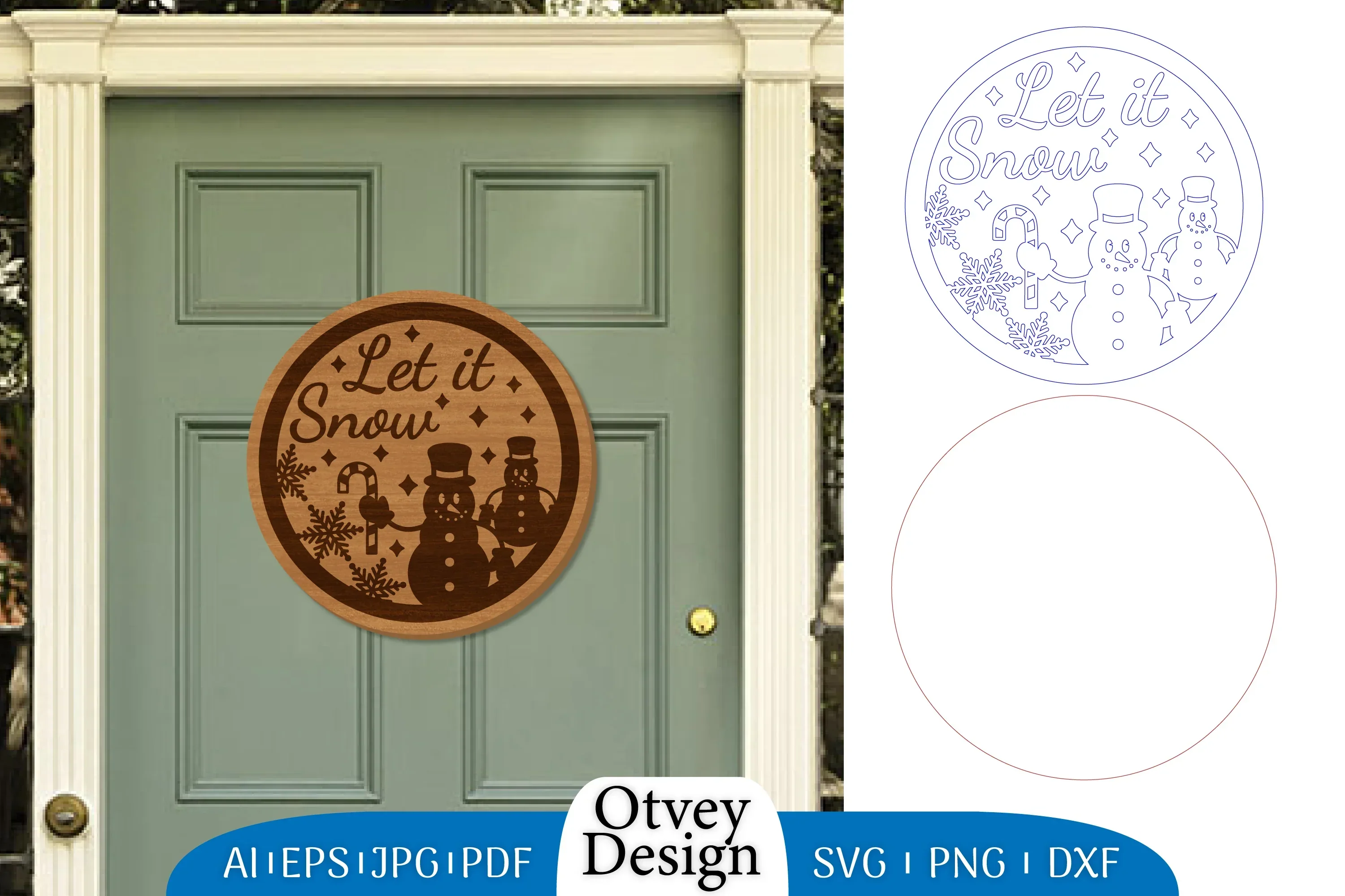 Snowman Round Door Ornament Lasercut SVG Bundle