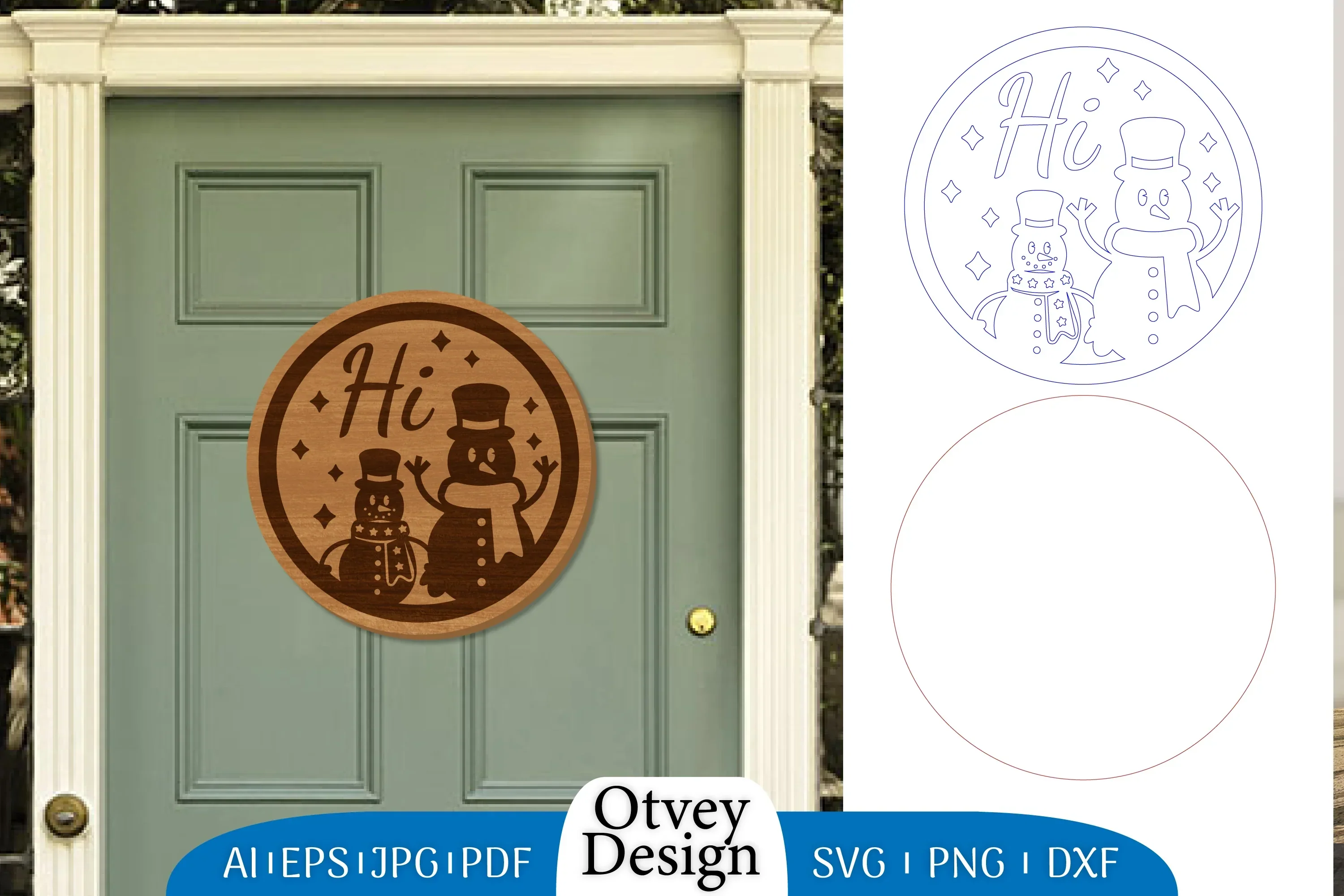 Snowman Round Door Ornament Lasercut SVG Bundle