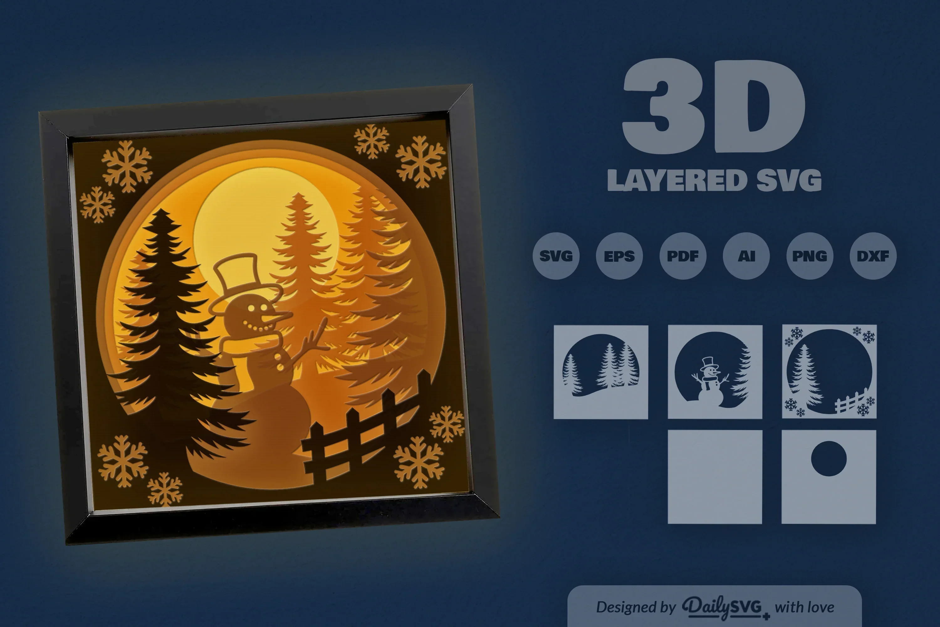 Snowman Winter Papercut SVG Bundle - Image 3