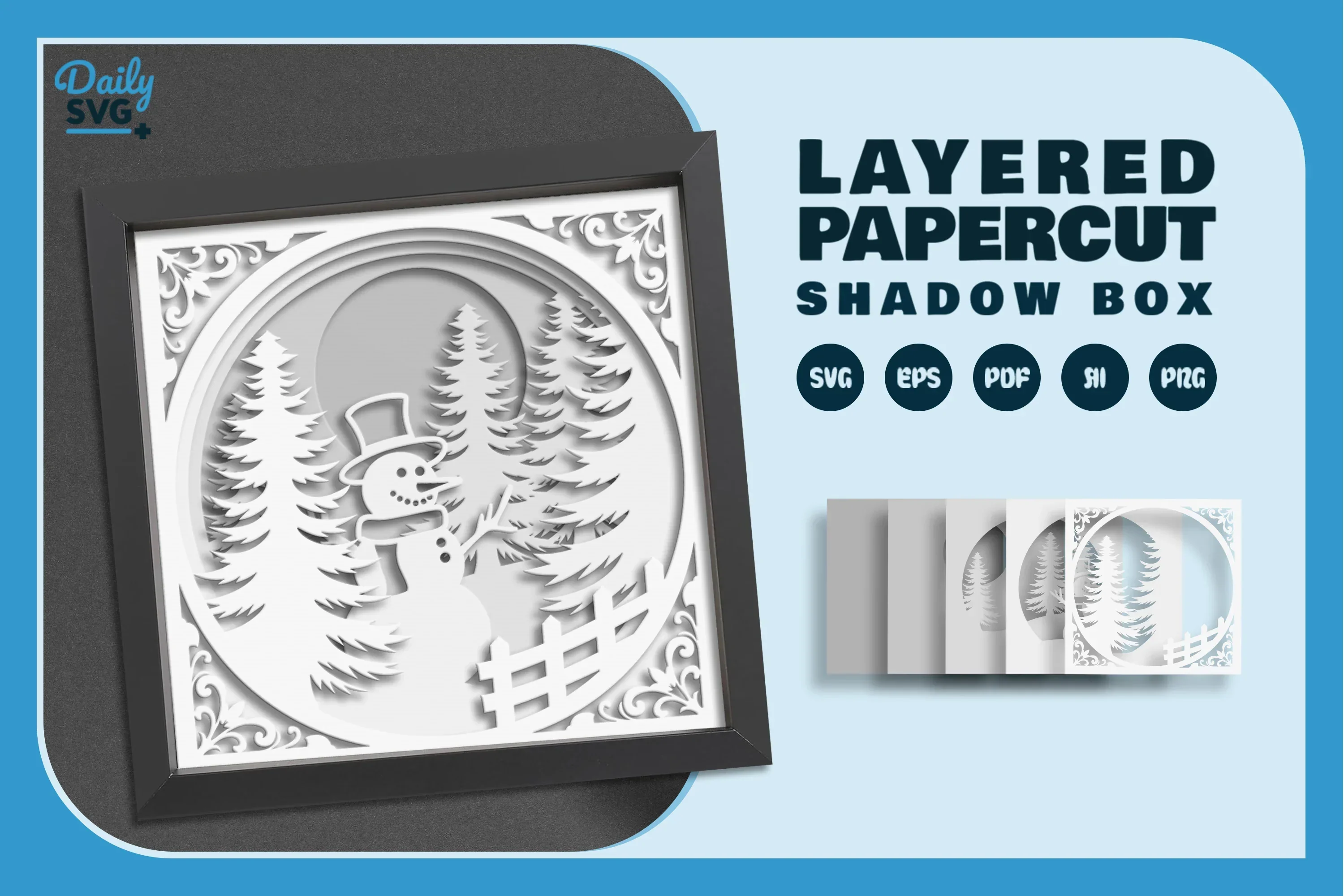 Snowman Winter White Papercut SVG Bundle - Image 2