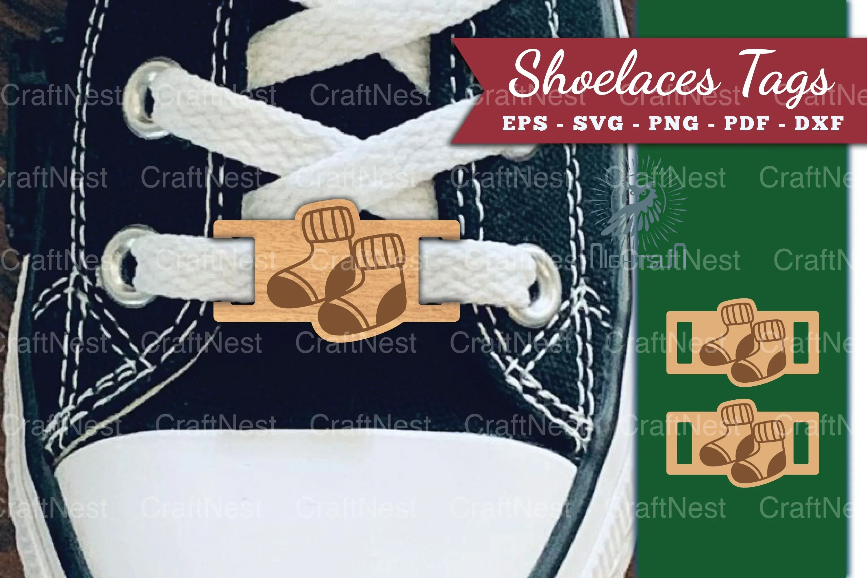 Sock Shoelaces Tags Laser Cut Clipart Bundle